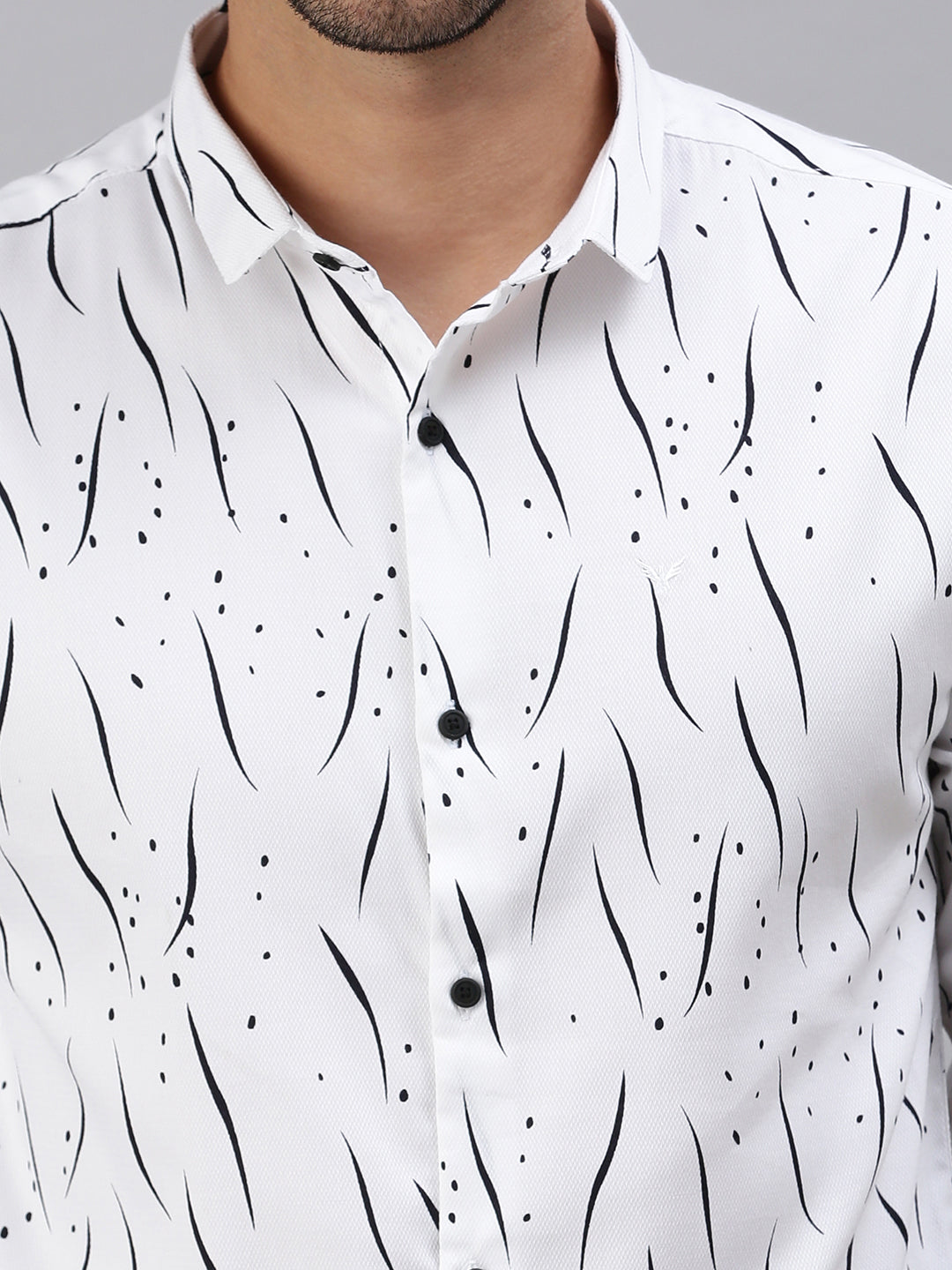 Men White Printed Casual Shirt