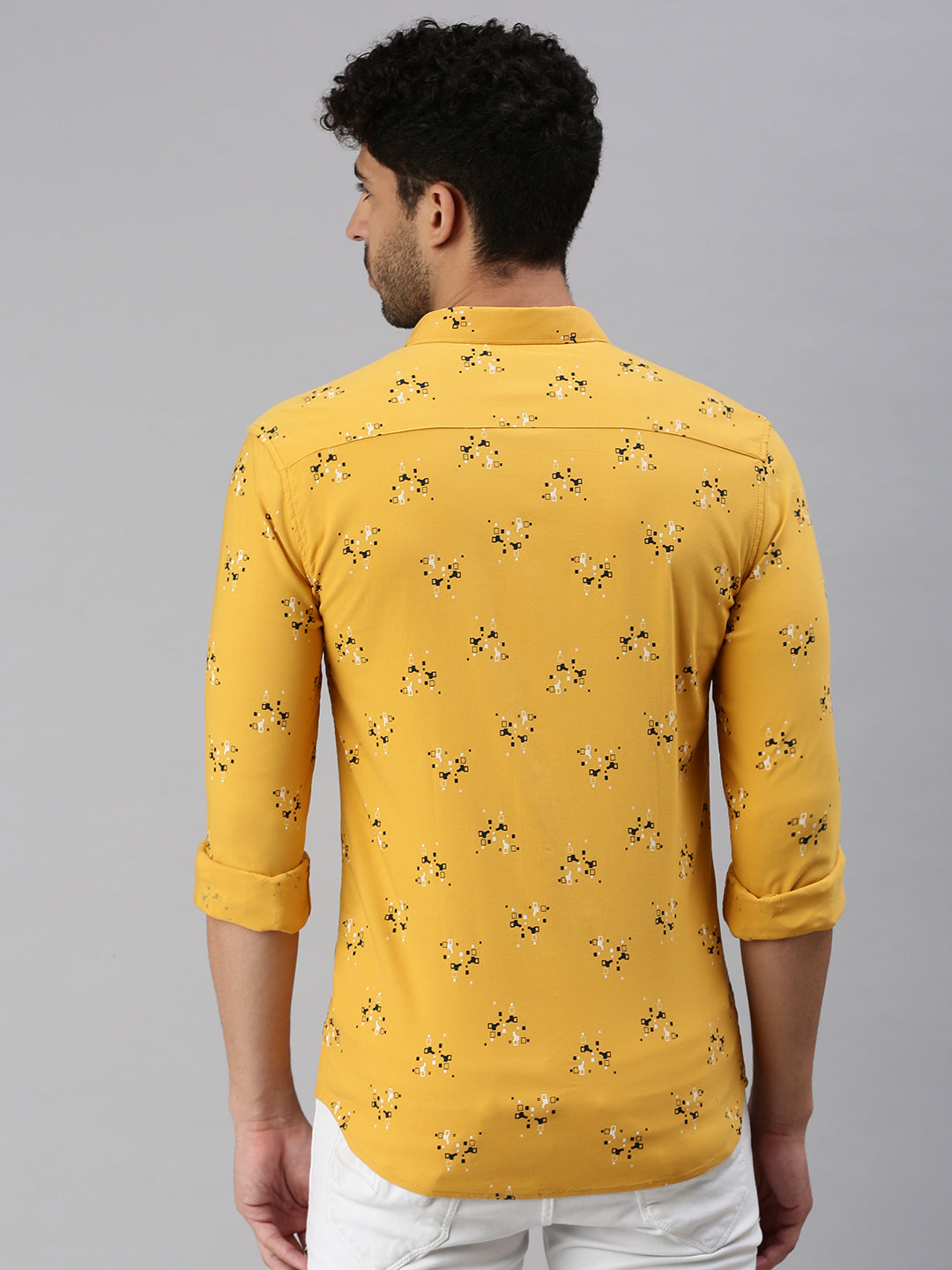 Men Yellow Printed Casual Shirt