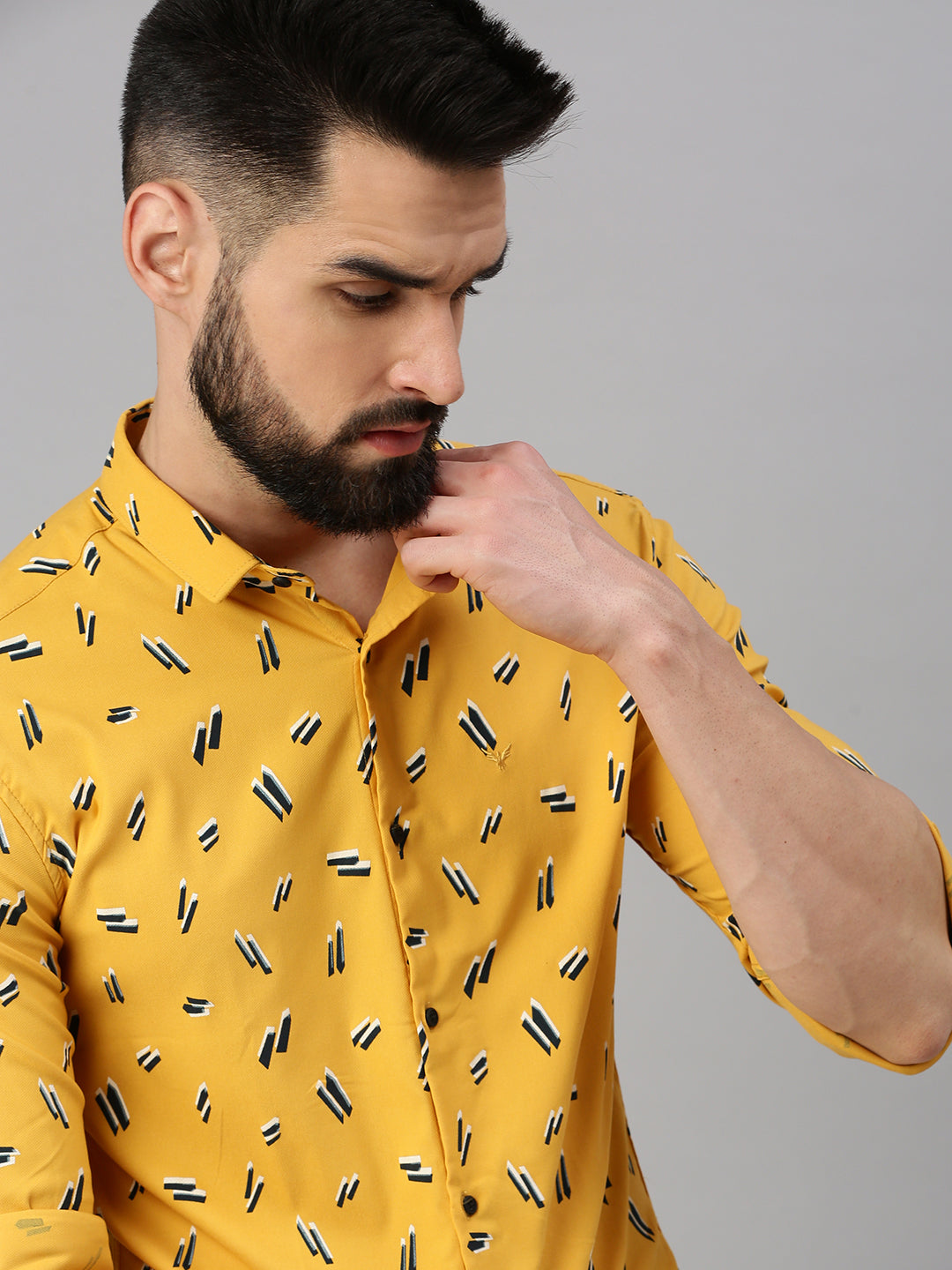 Men Yellow Printed Casual Shirt