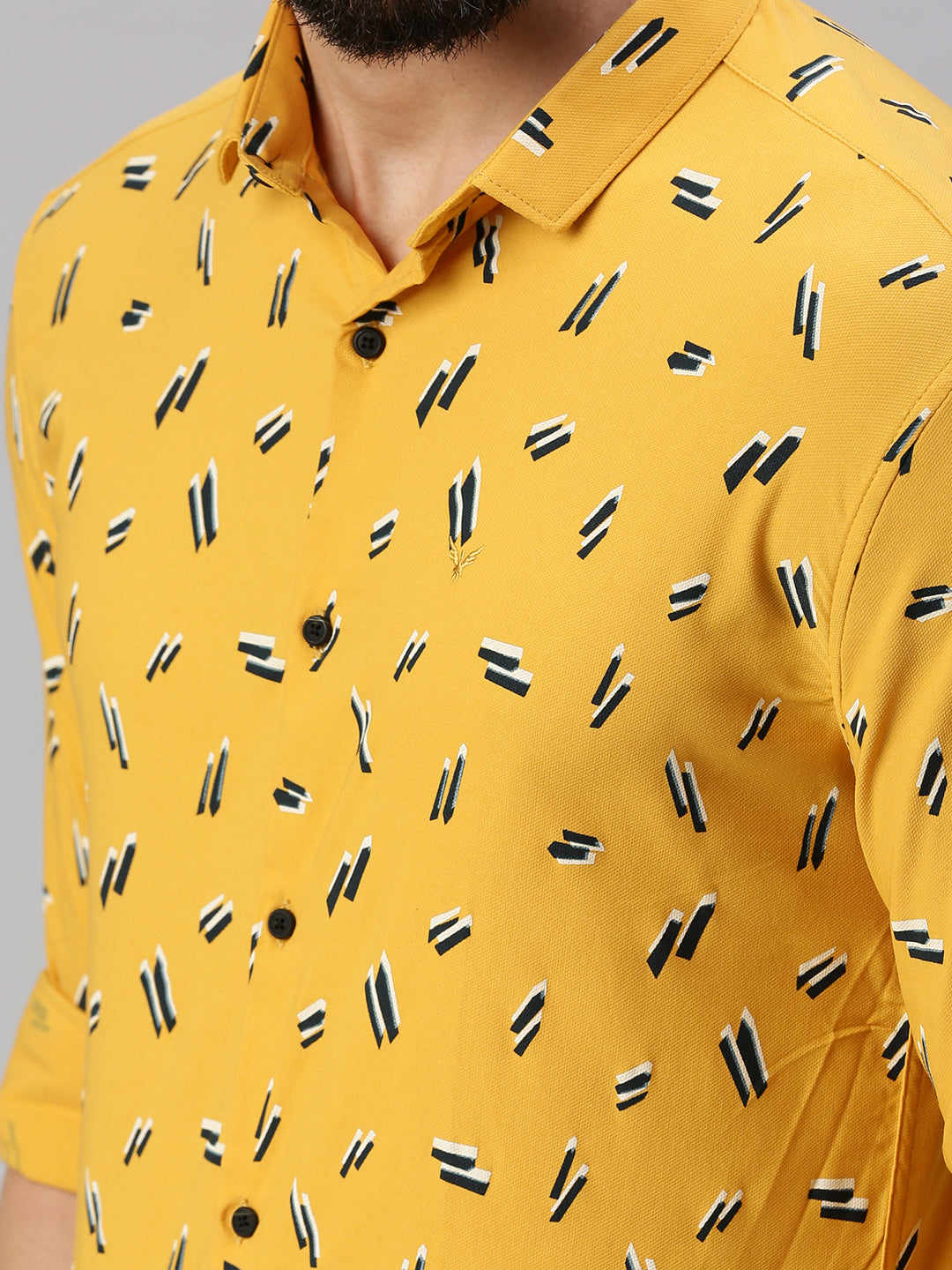 Men Yellow Printed Casual Shirt