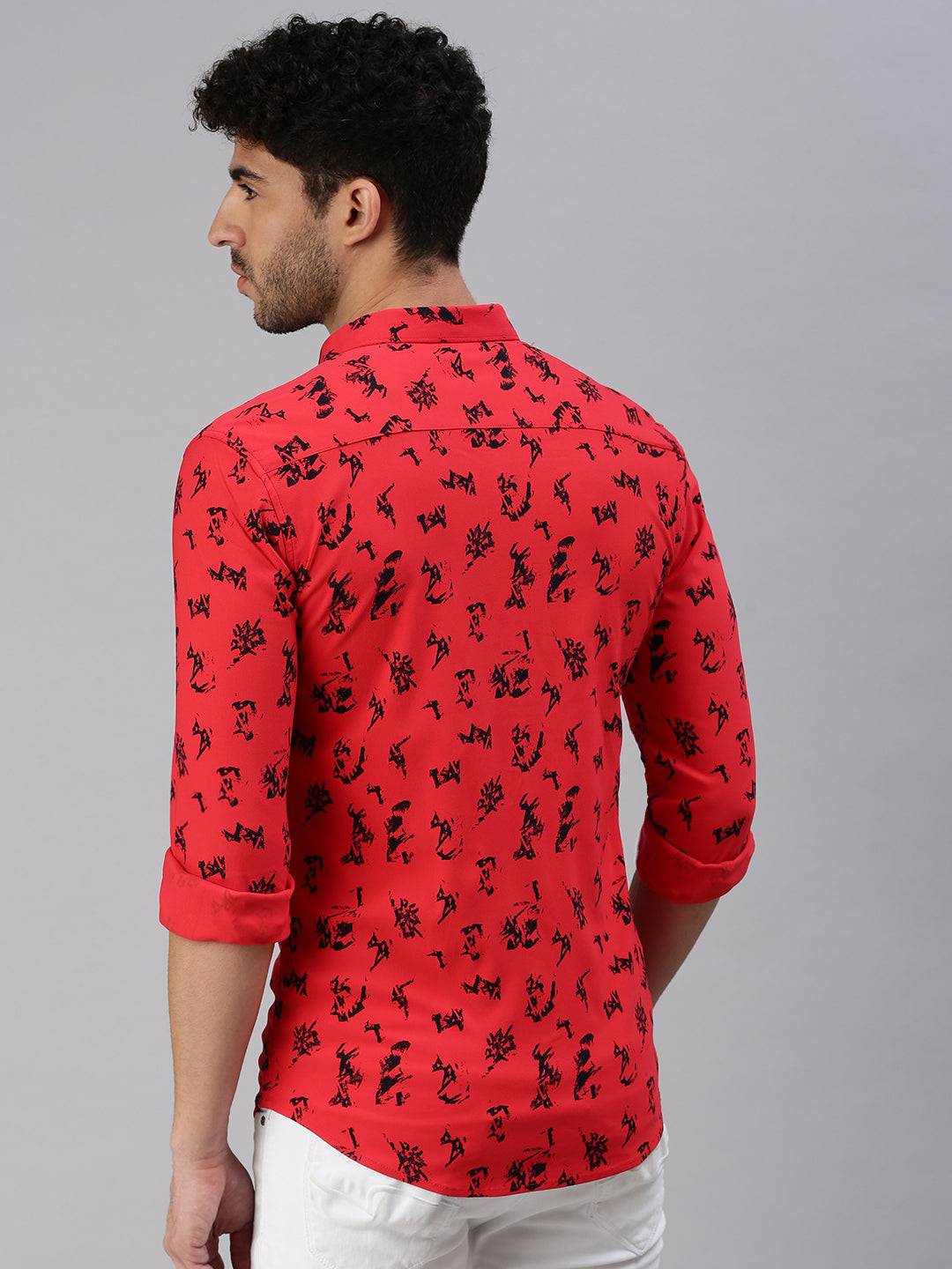 Men Red Printed Casual Shirt