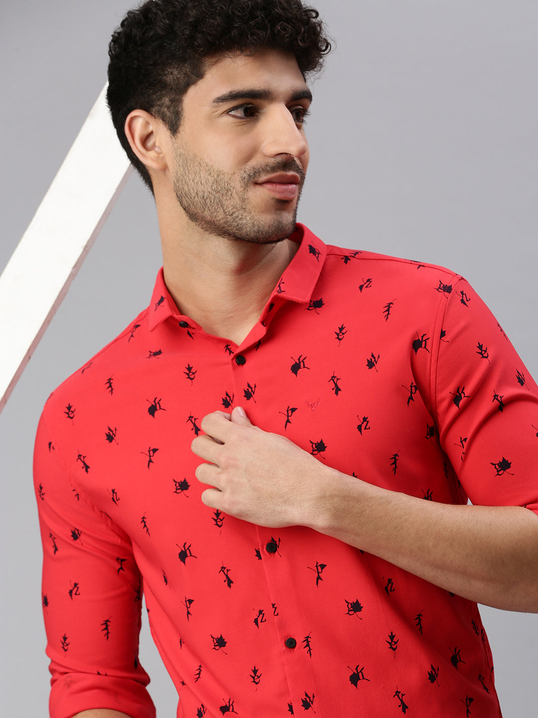 Men Red Printed Casual Shirt