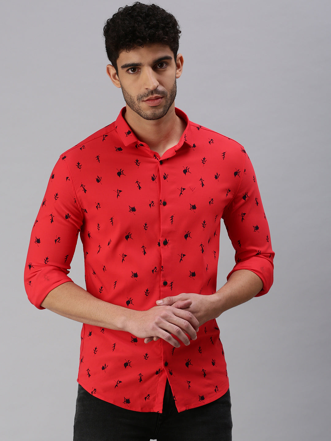 Men Red Printed Casual Shirt