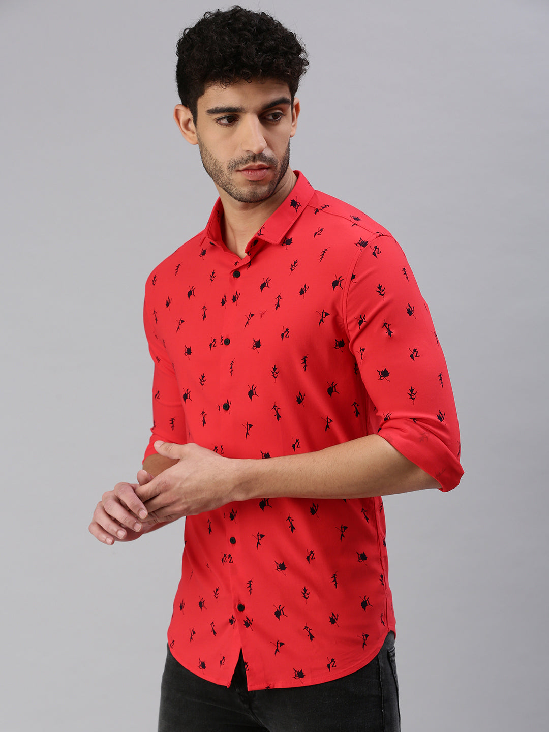 Men Red Printed Casual Shirt