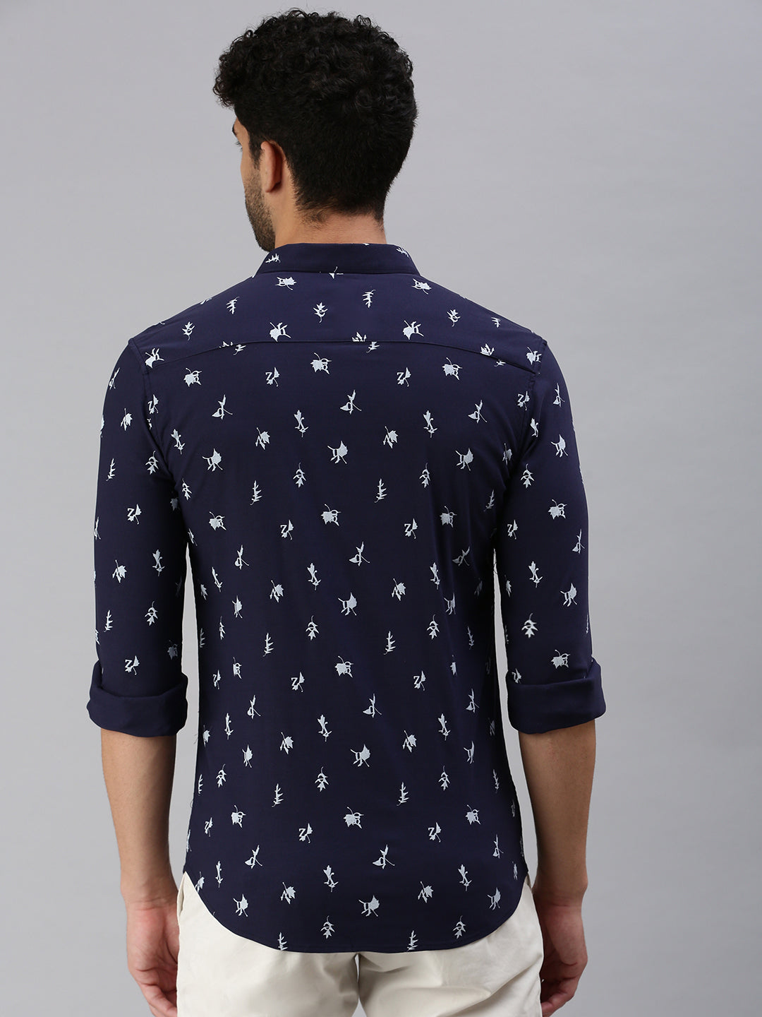 Men Navy Blue Printed Casual Shirt