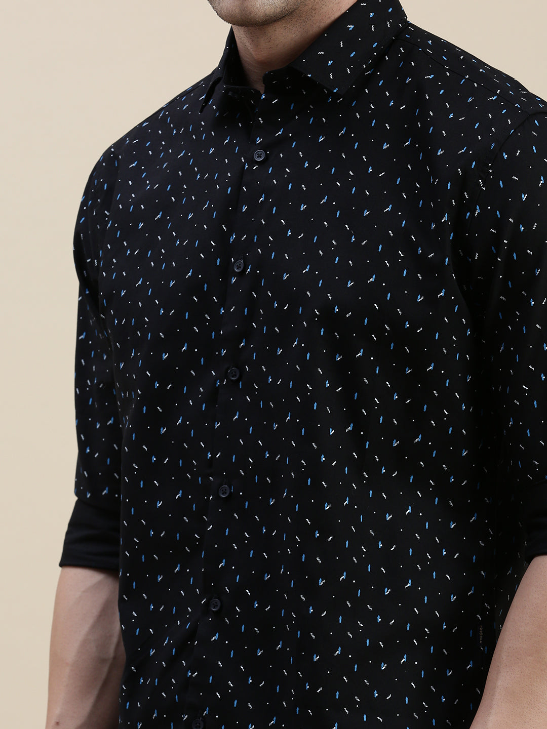 Men Black Geometrical Casual Shirt