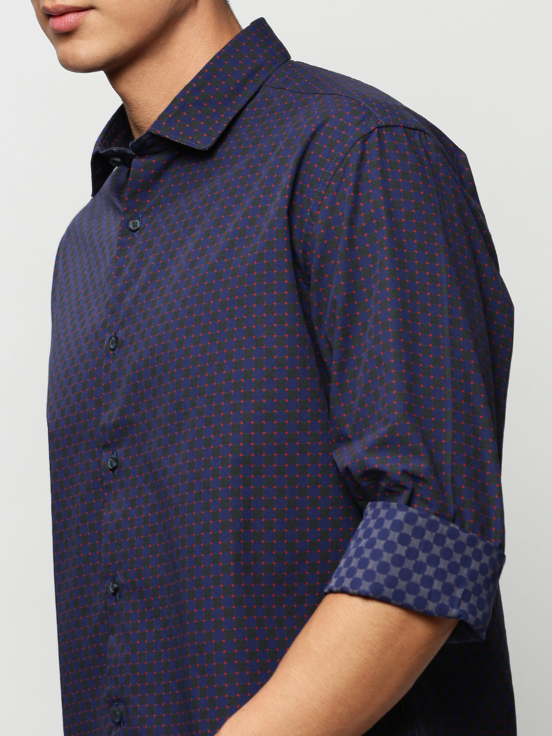 Men Navy Geometrical Casual Casual Shirts