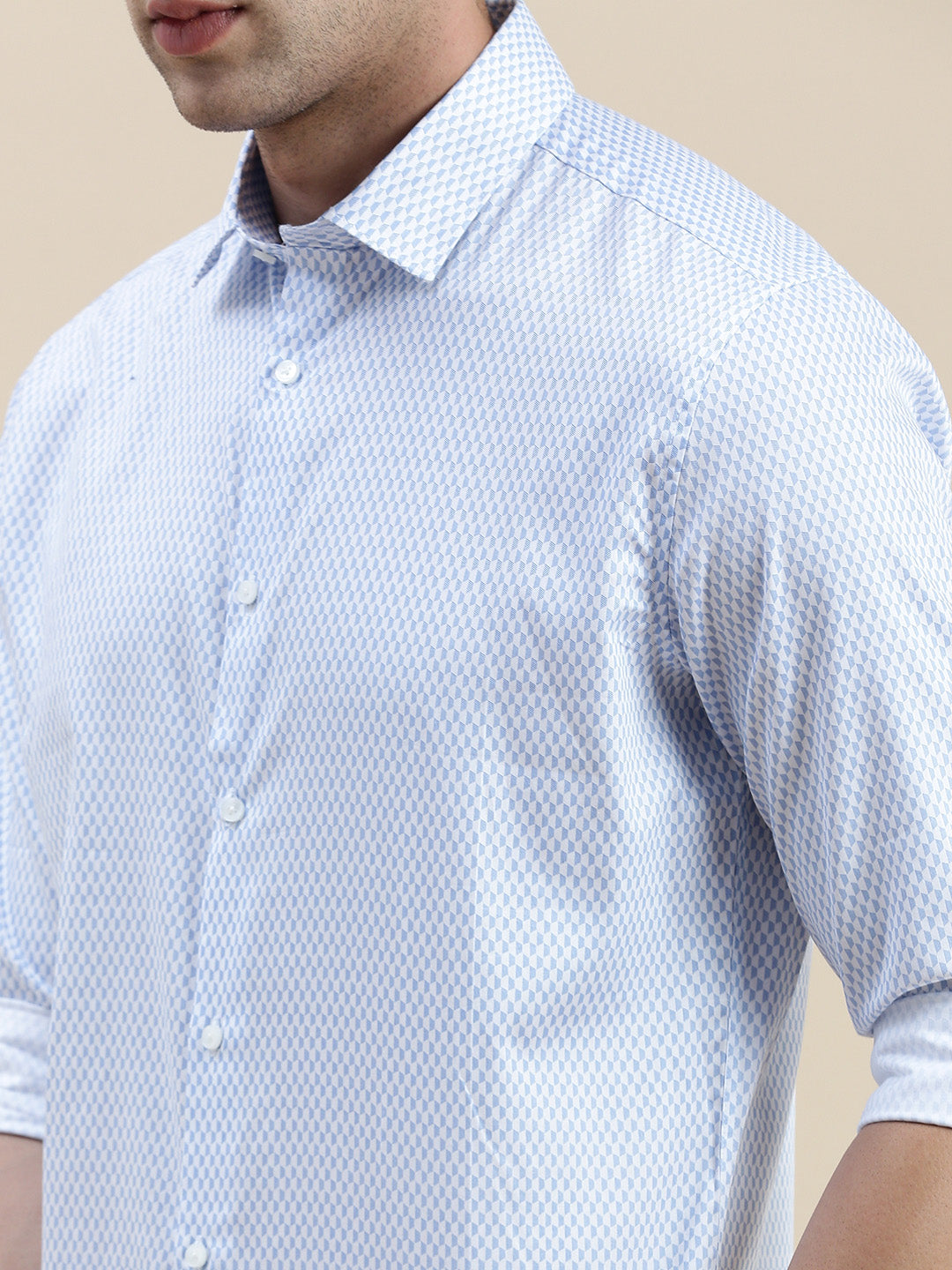 Men White Geometrical Casual Shirt