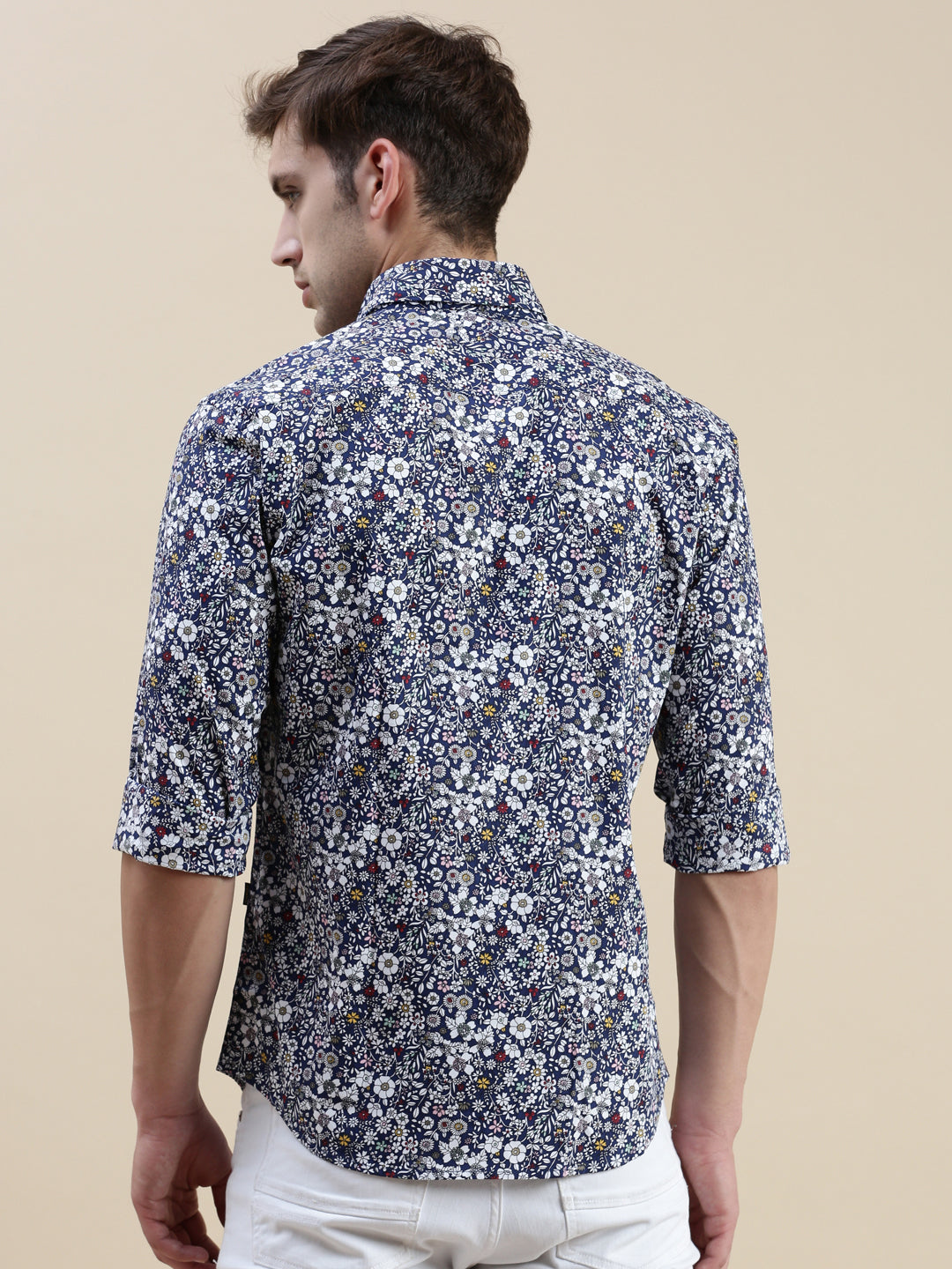 Men Navy Floral Casual Shirt