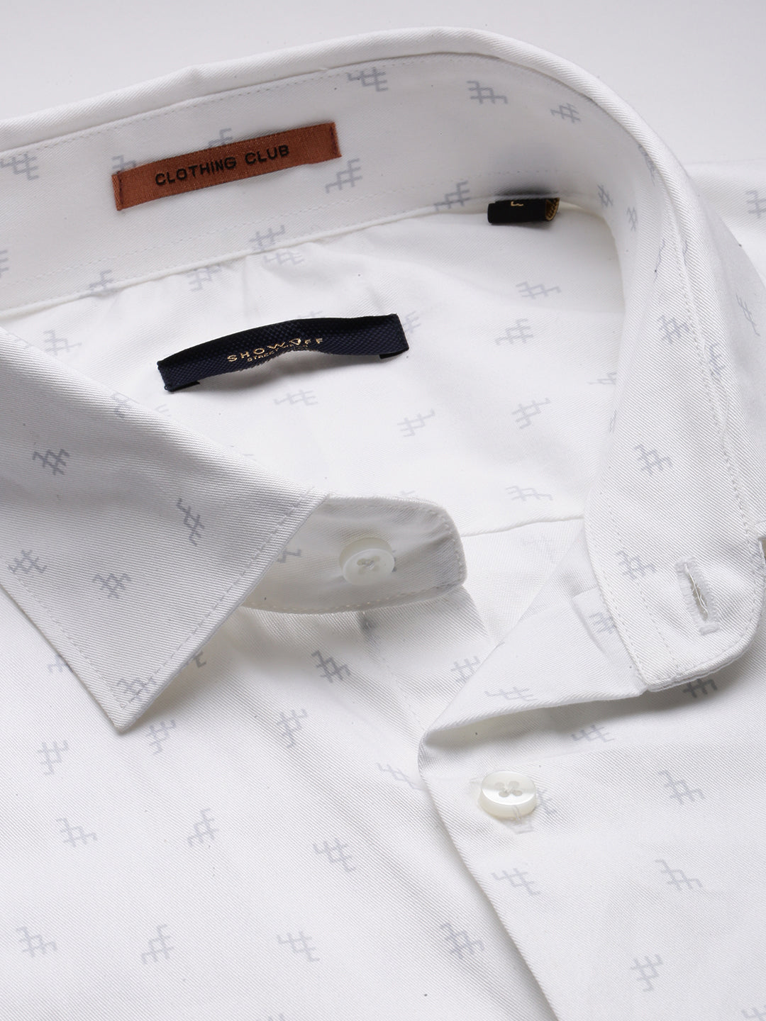 Men White Geometrical Casual Shirt