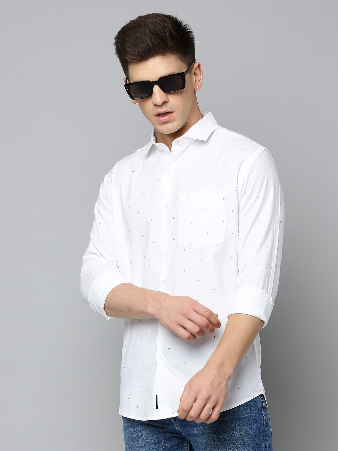 Men White Printed Casual Shirt