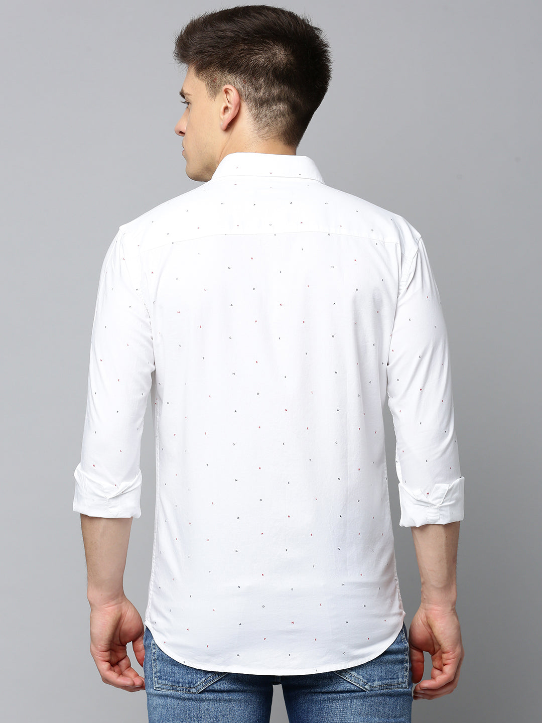 Men White Printed Casual Shirt