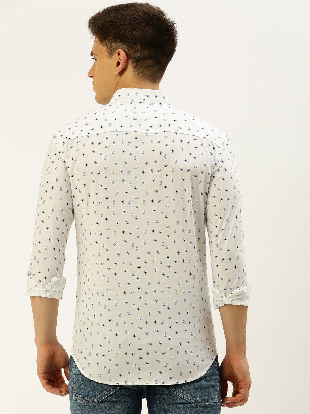 Men White Printed Casual Shirt