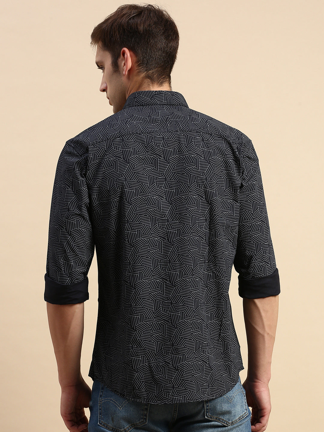 Men Black Printed Casual Shirt