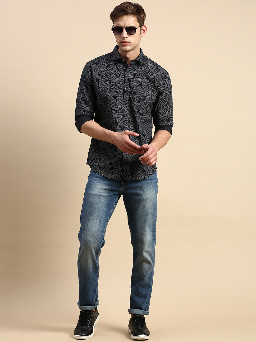 Men Black Printed Casual Shirt