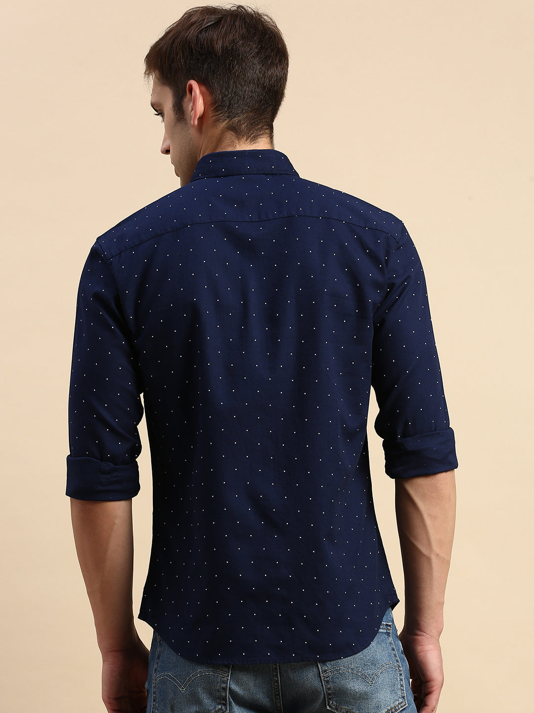 Men Navy Printed Casual Shirt