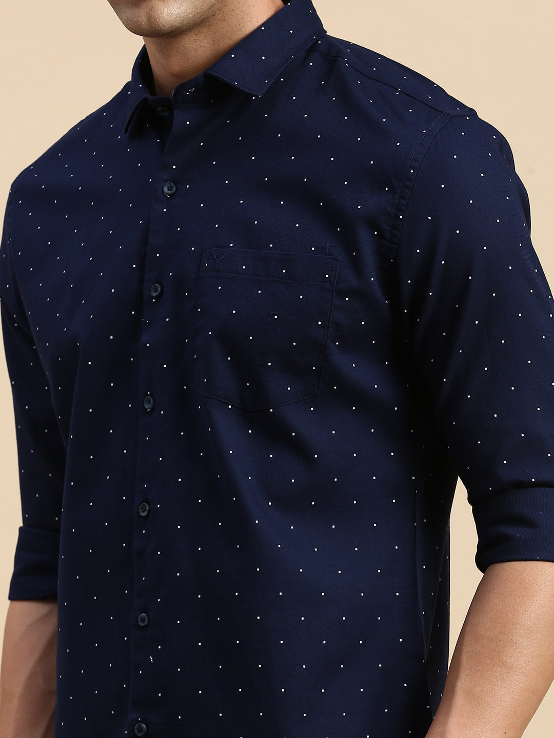 Men Navy Printed Casual Shirt