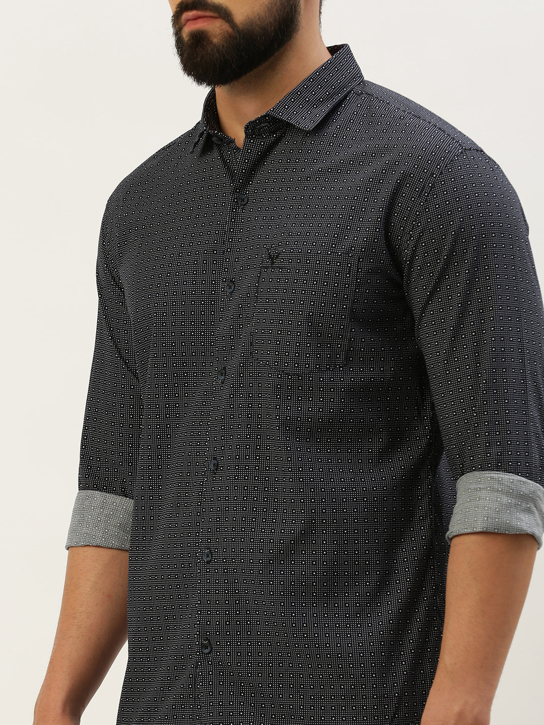 Men Navy Printed Casual Shirt