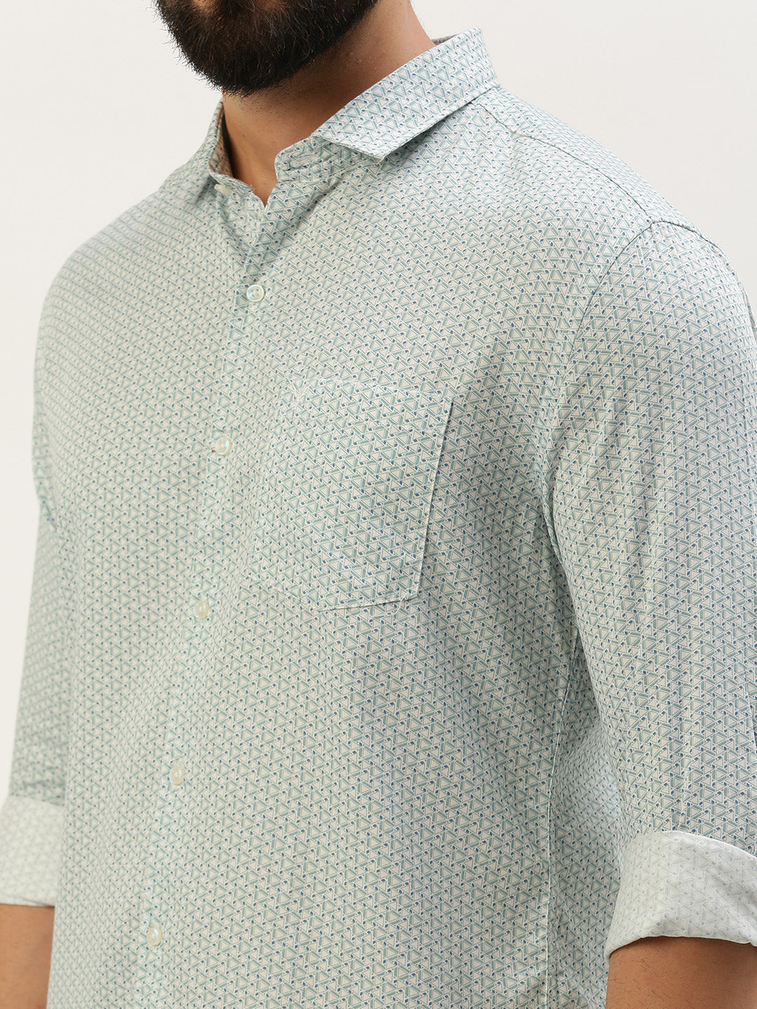 Men Green Printed Casual Shirt