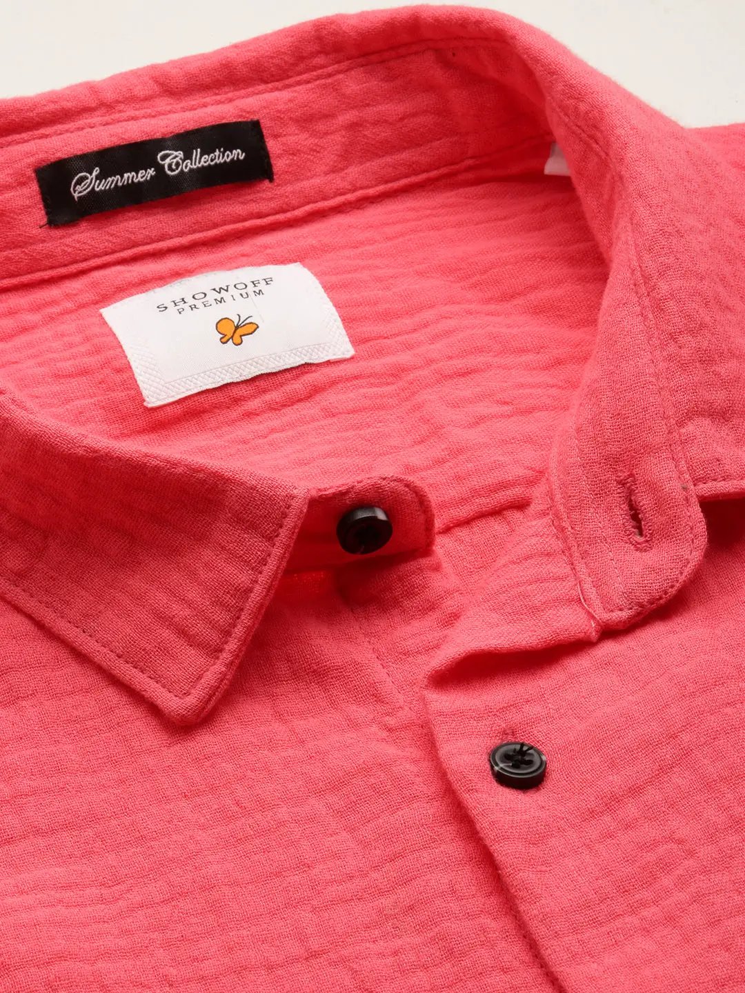 Men's Pink Solid Casual Shirt