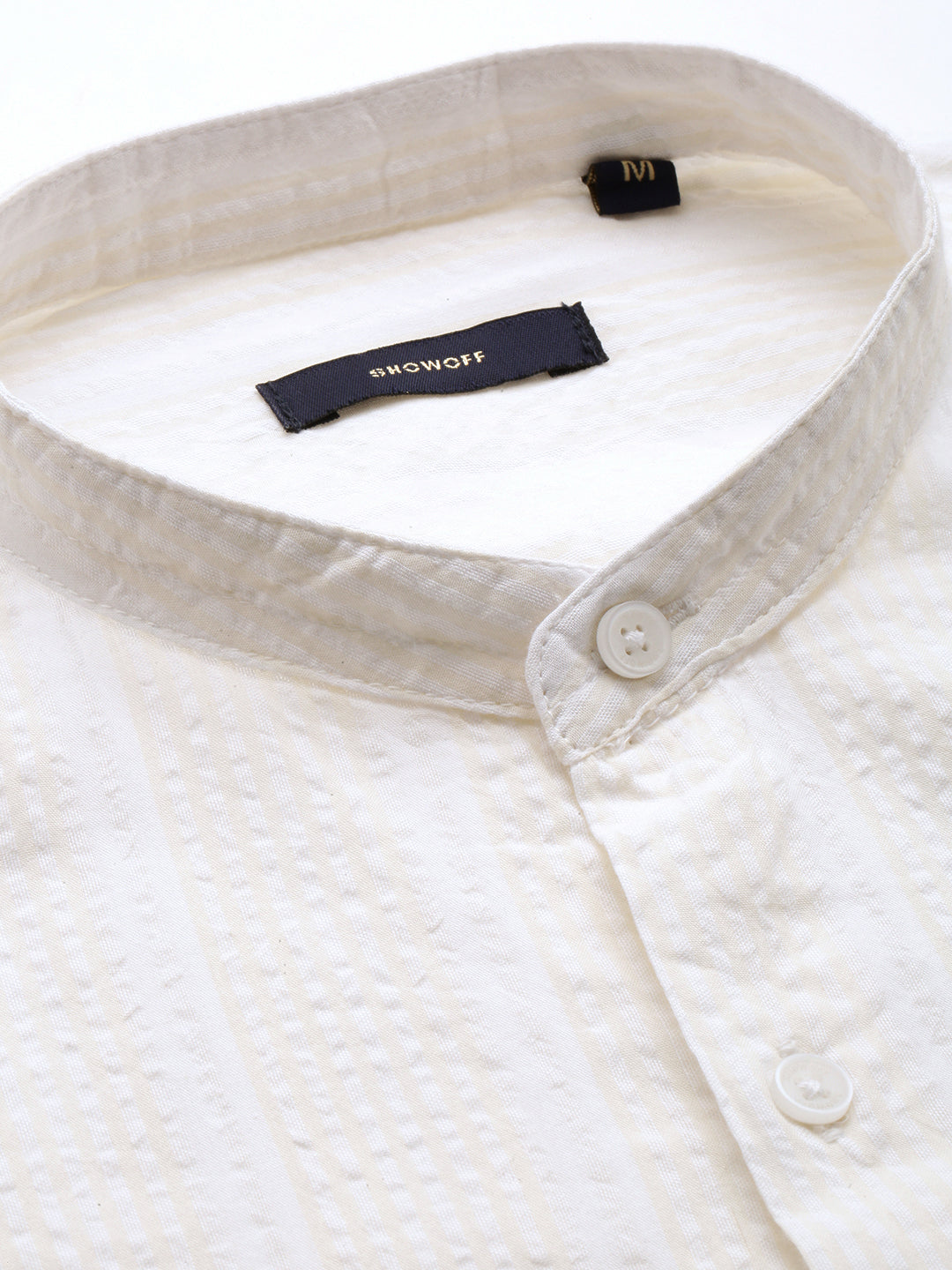 Men White Solid Casual Shirt