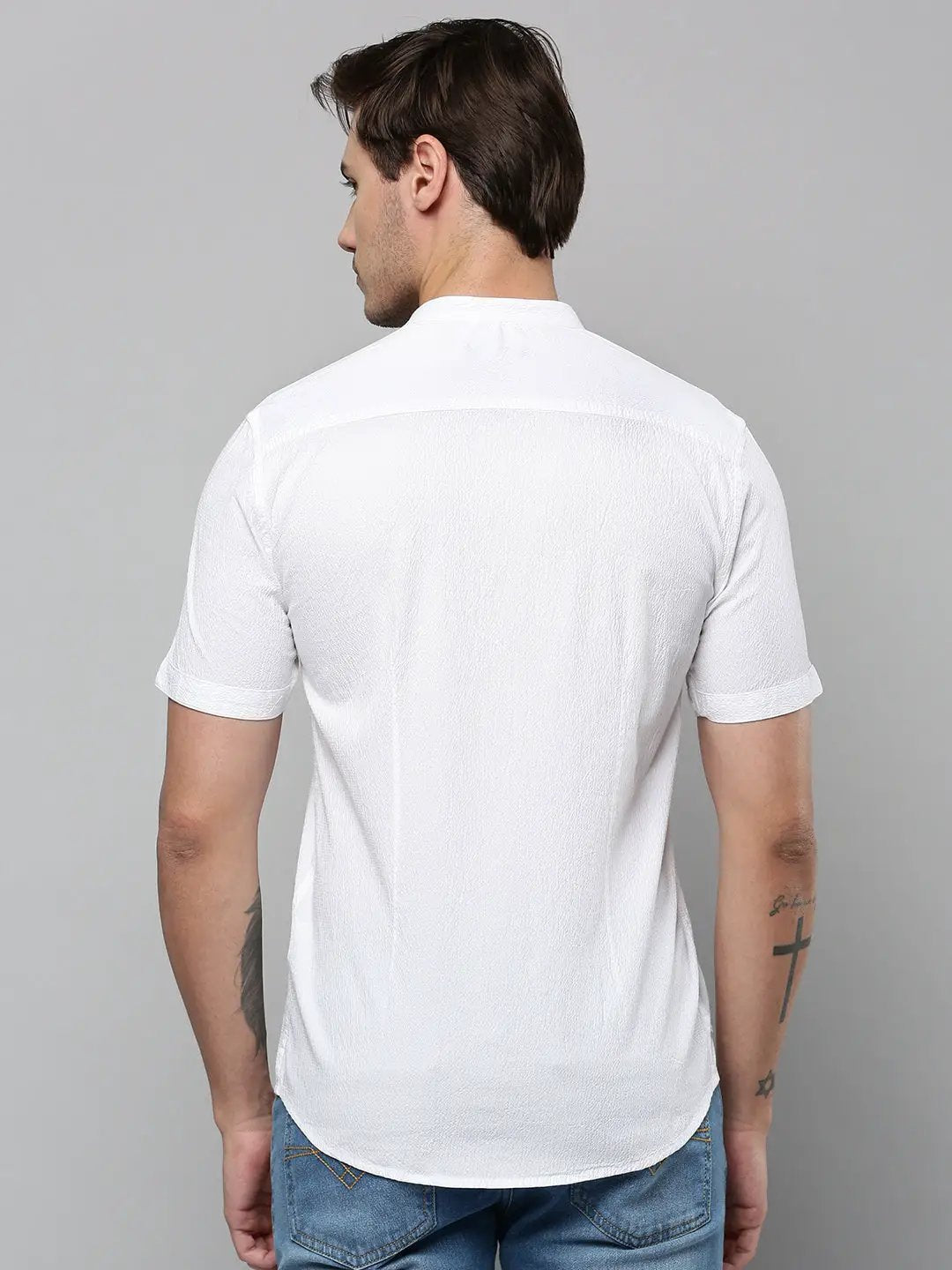 Men's White Solid Casual Shirt