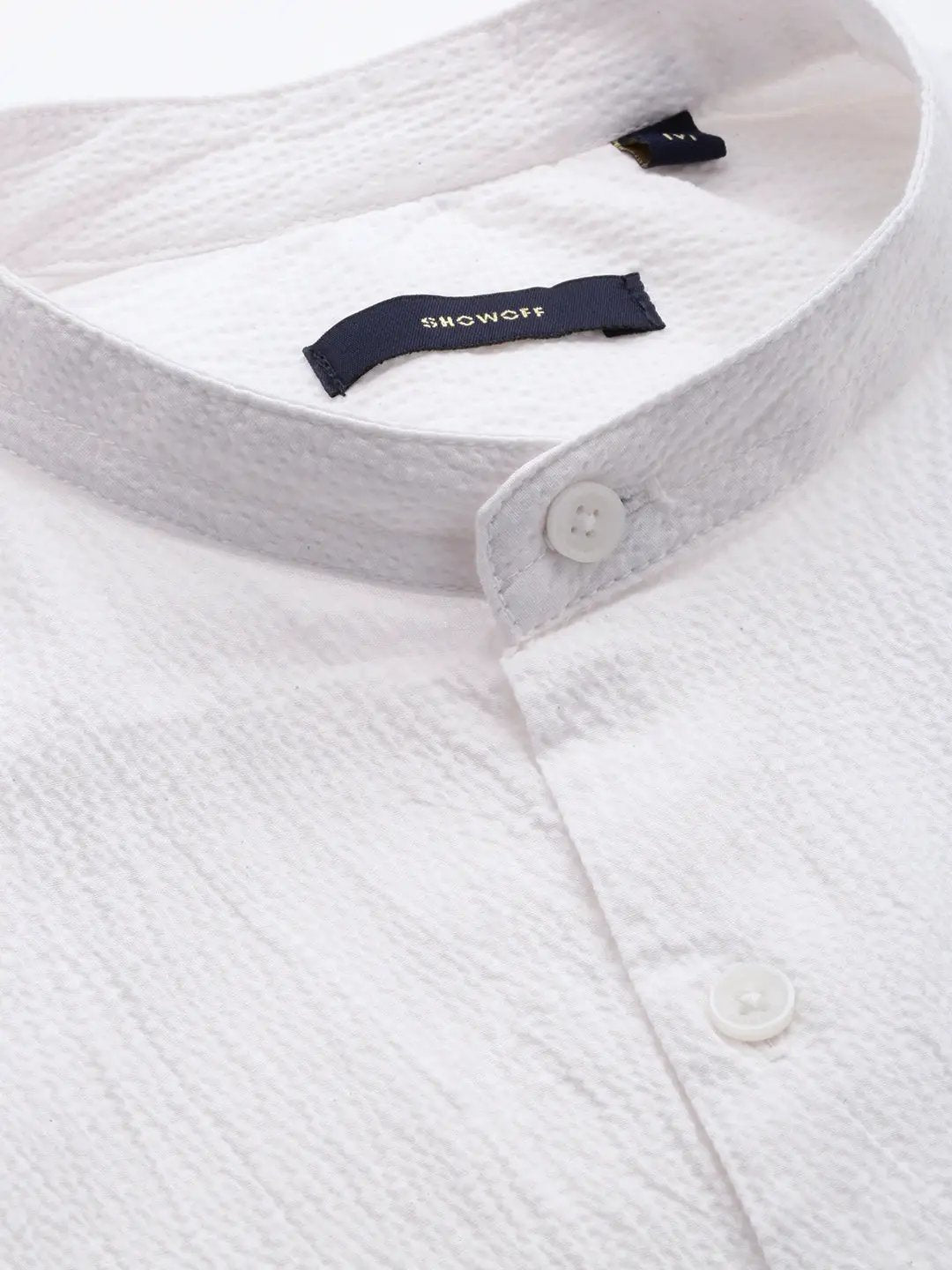 Men's White Solid Casual Shirt
