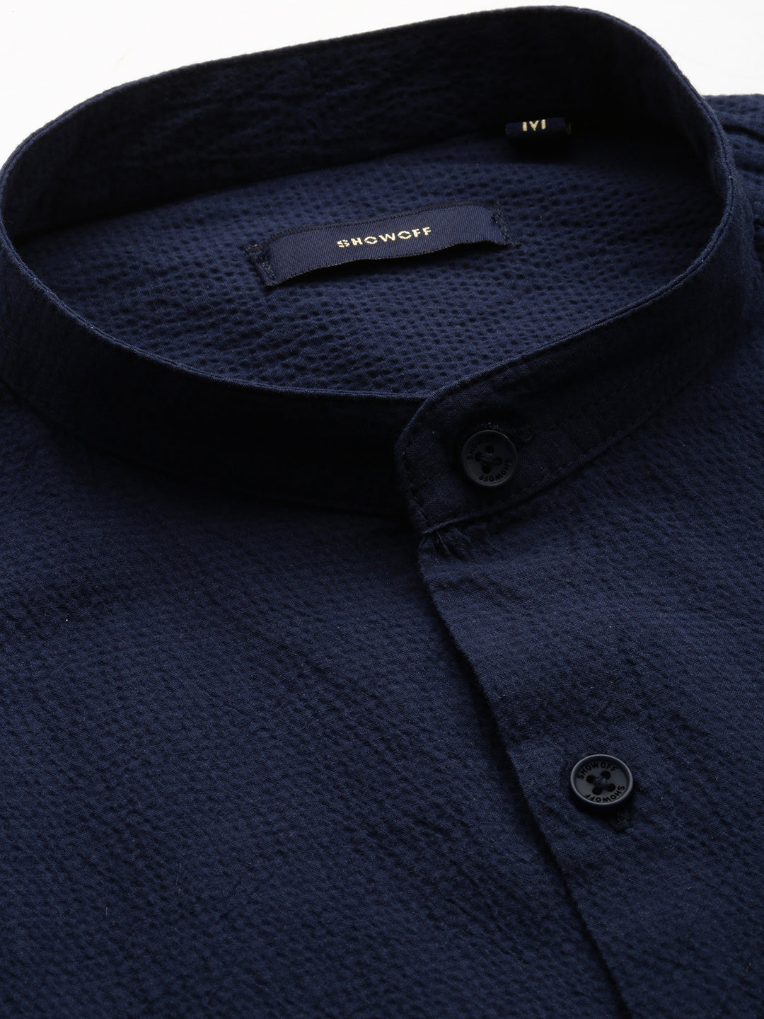 Men Navy Solid Casual Shirt