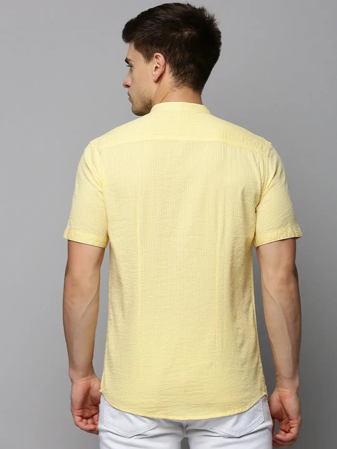 Men's Yellow Solid Casual Shirt