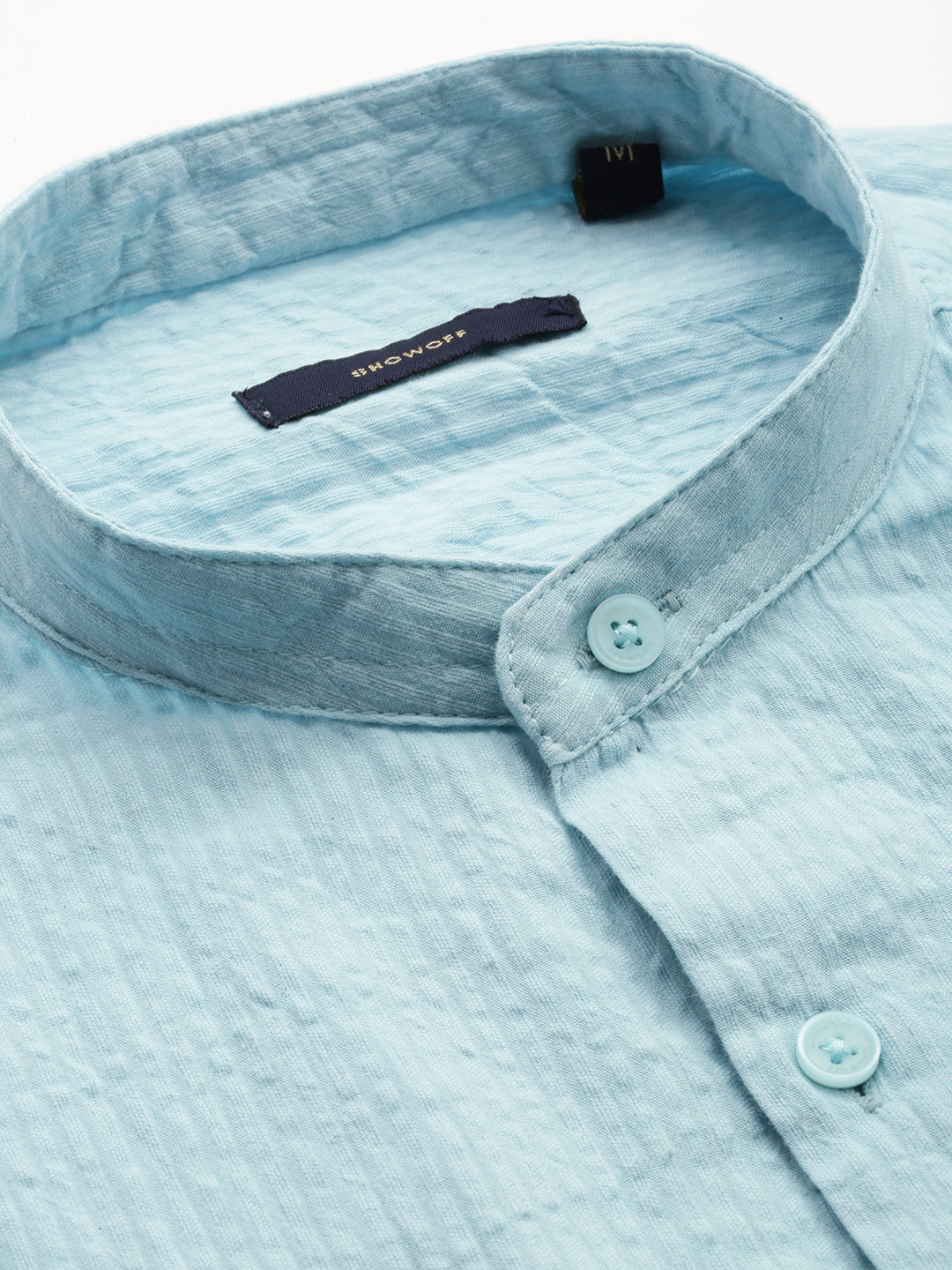 Men Blue Solid Casual Shirt