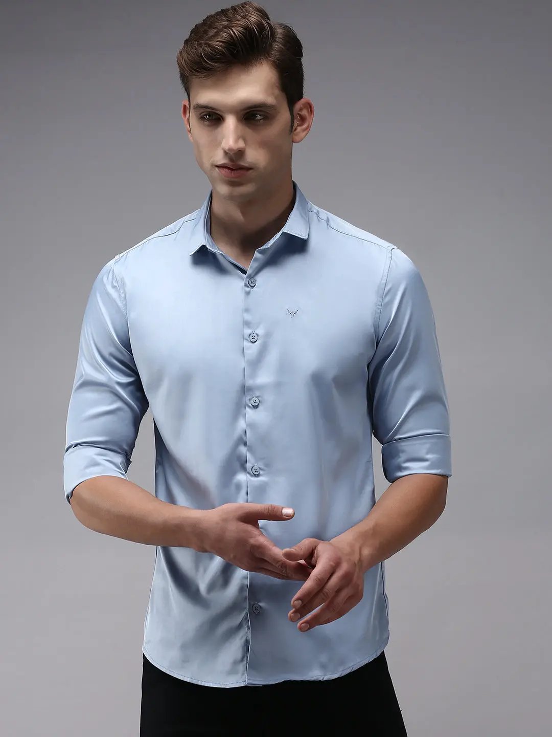 Men's Blue Solid Casual Shirt