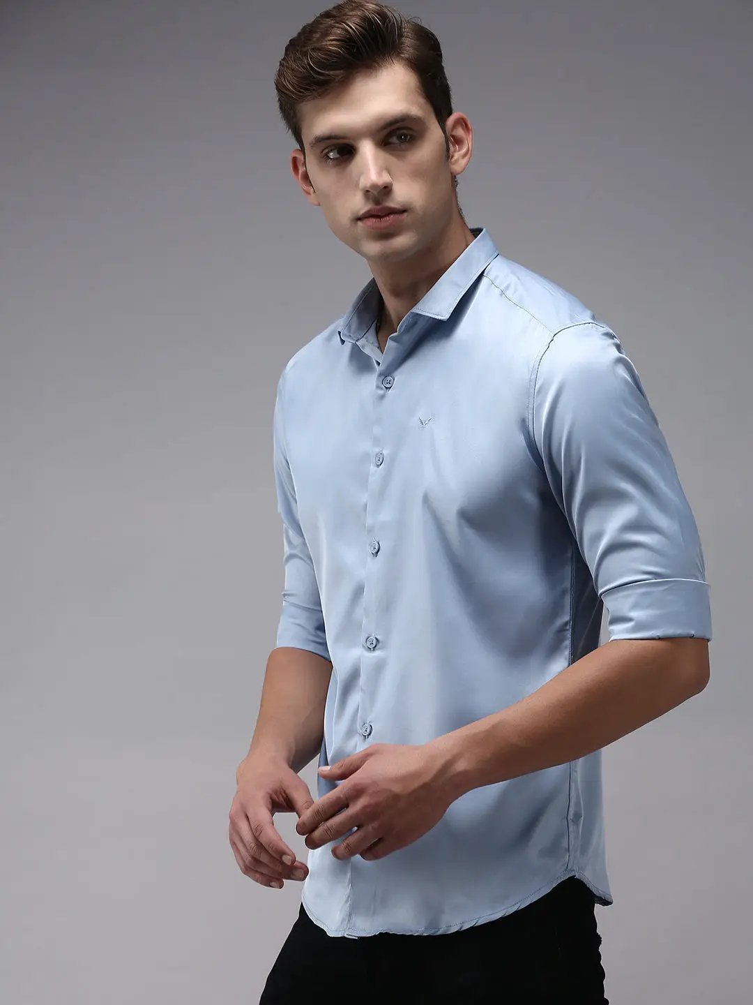 Men's Blue Solid Casual Shirt