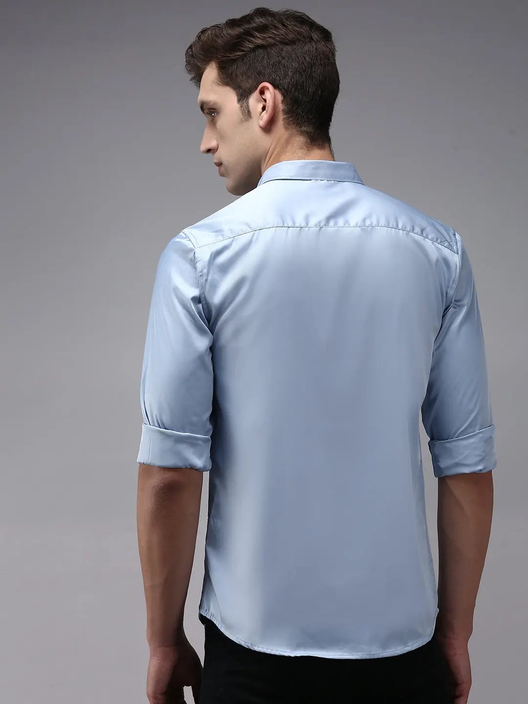 Men's Blue Solid Casual Shirt