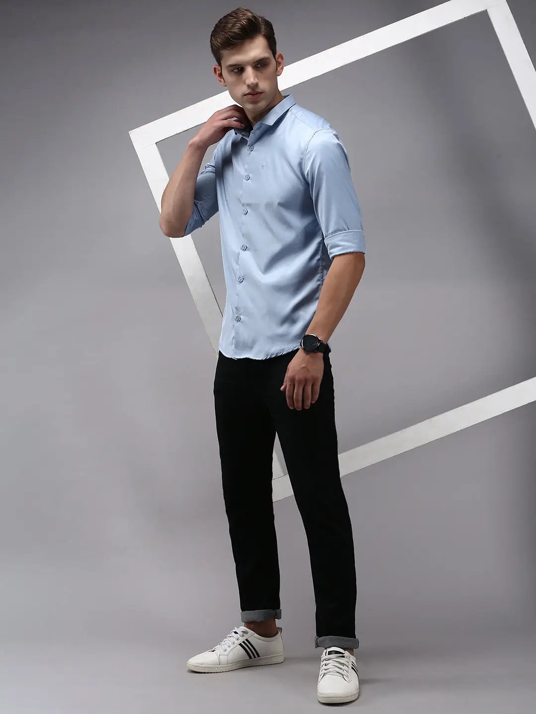 Men's Blue Solid Casual Shirt