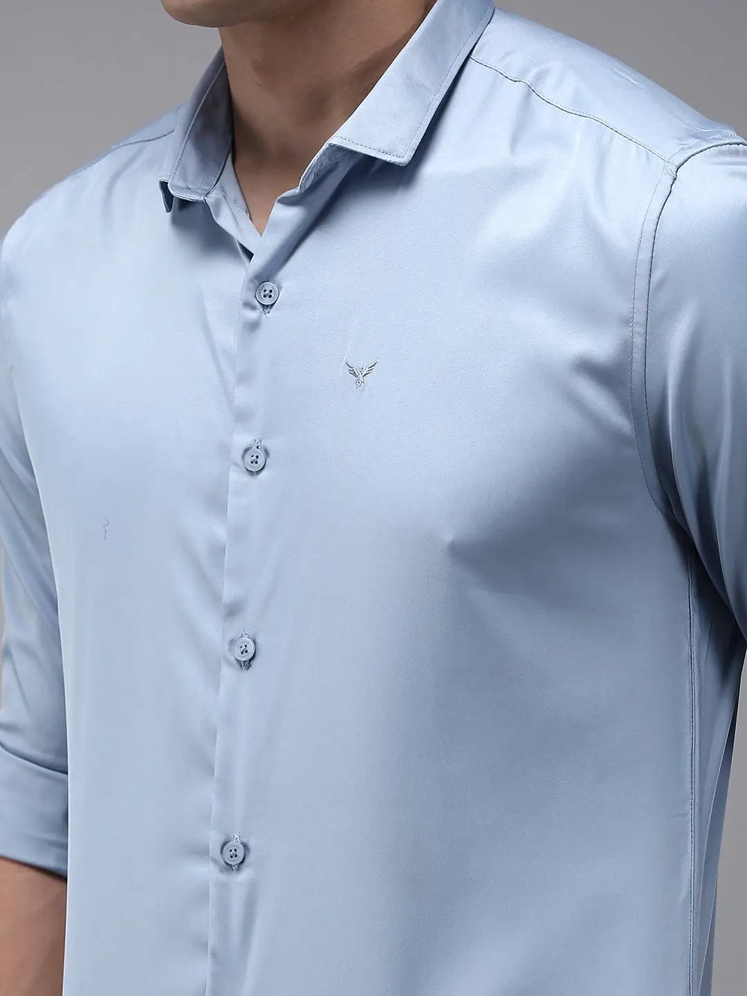 Men's Blue Solid Casual Shirt