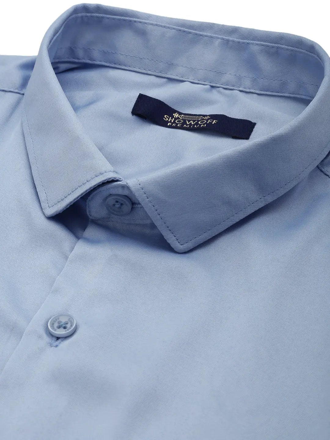 Men's Blue Solid Casual Shirt