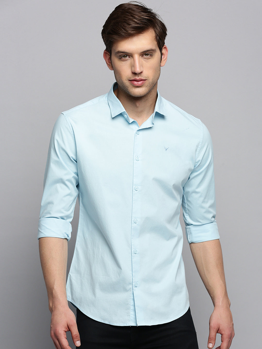 Men Blue Solid Casual Shirt