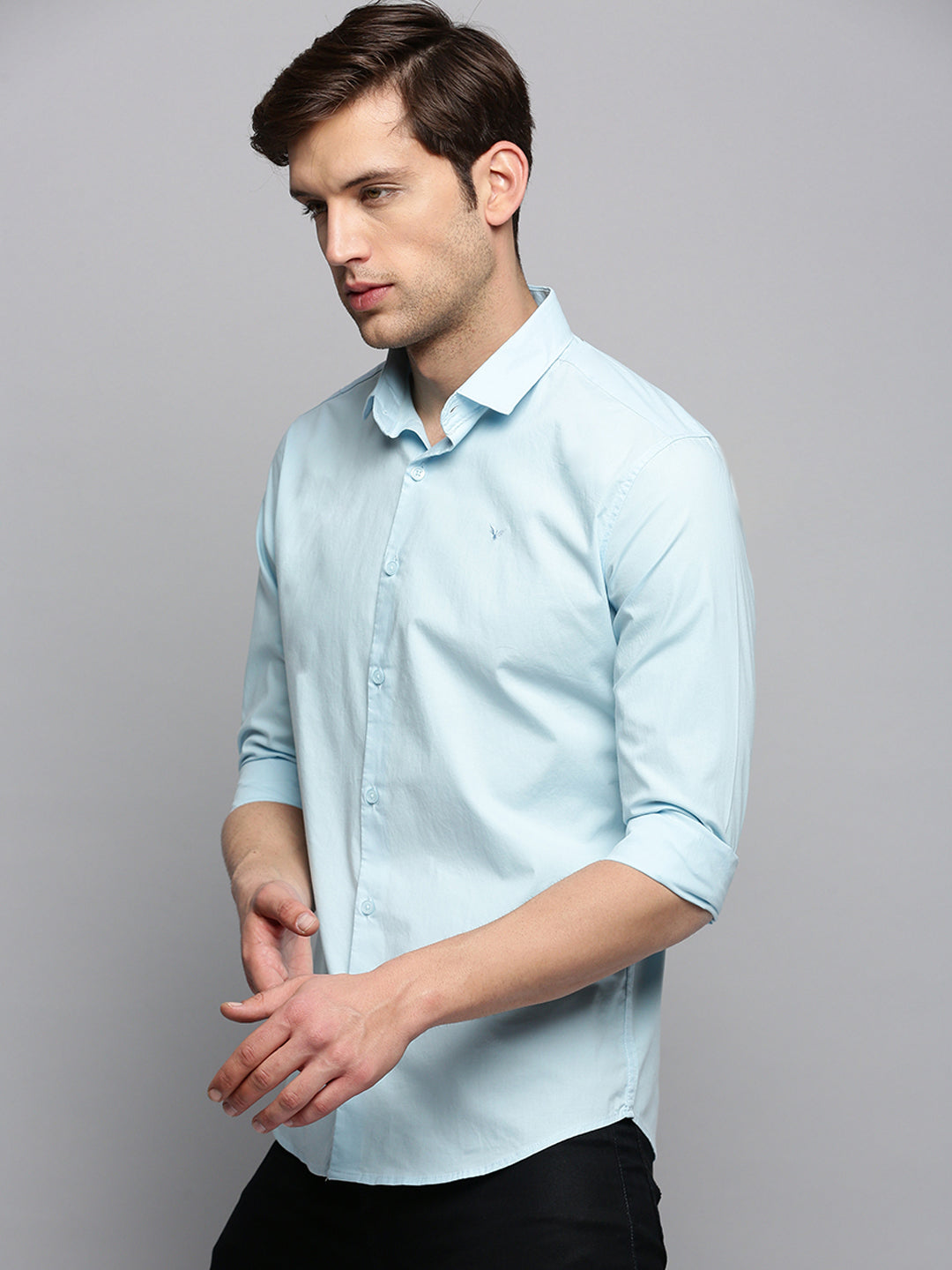 Men Blue Solid Casual Shirt