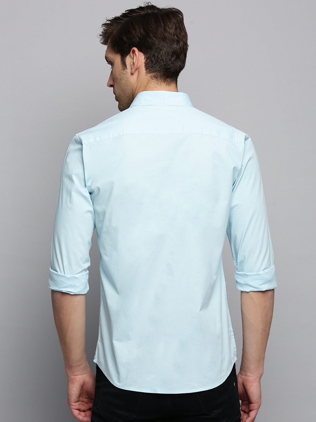 Men Blue Solid Casual Shirt