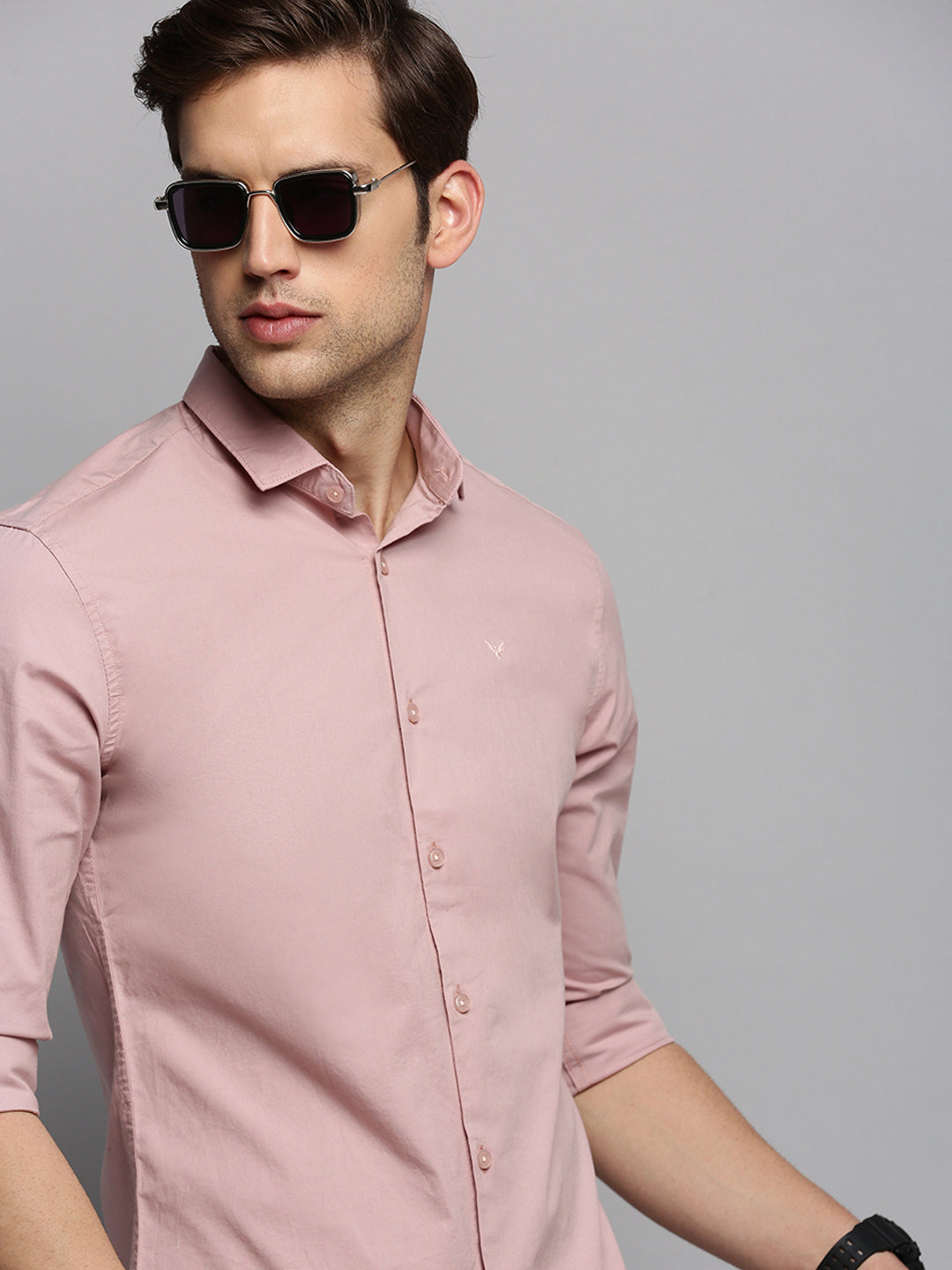 Men Pink Solid Casual Shirt