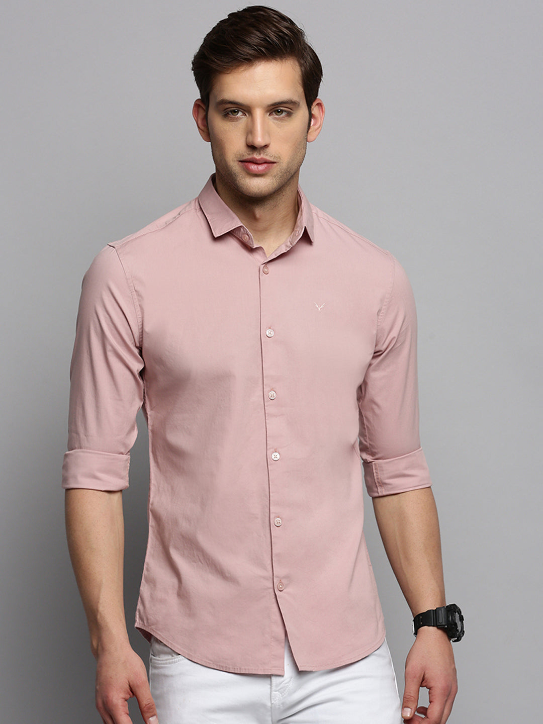 Men Pink Solid Casual Shirt