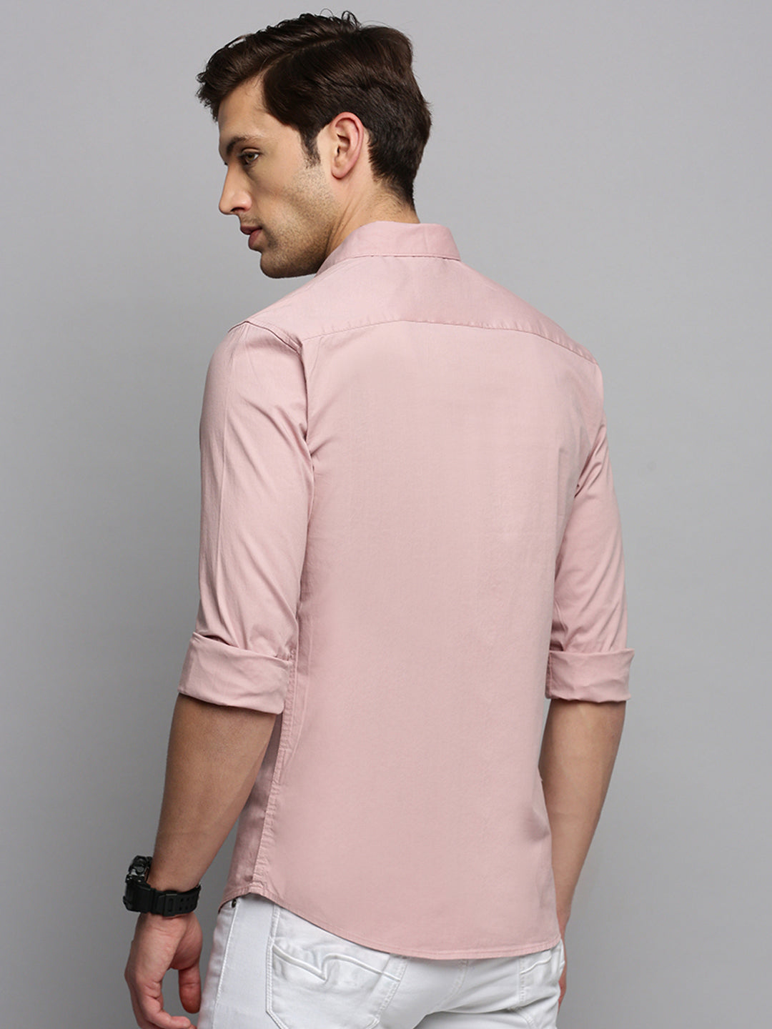 Men Pink Solid Casual Shirt