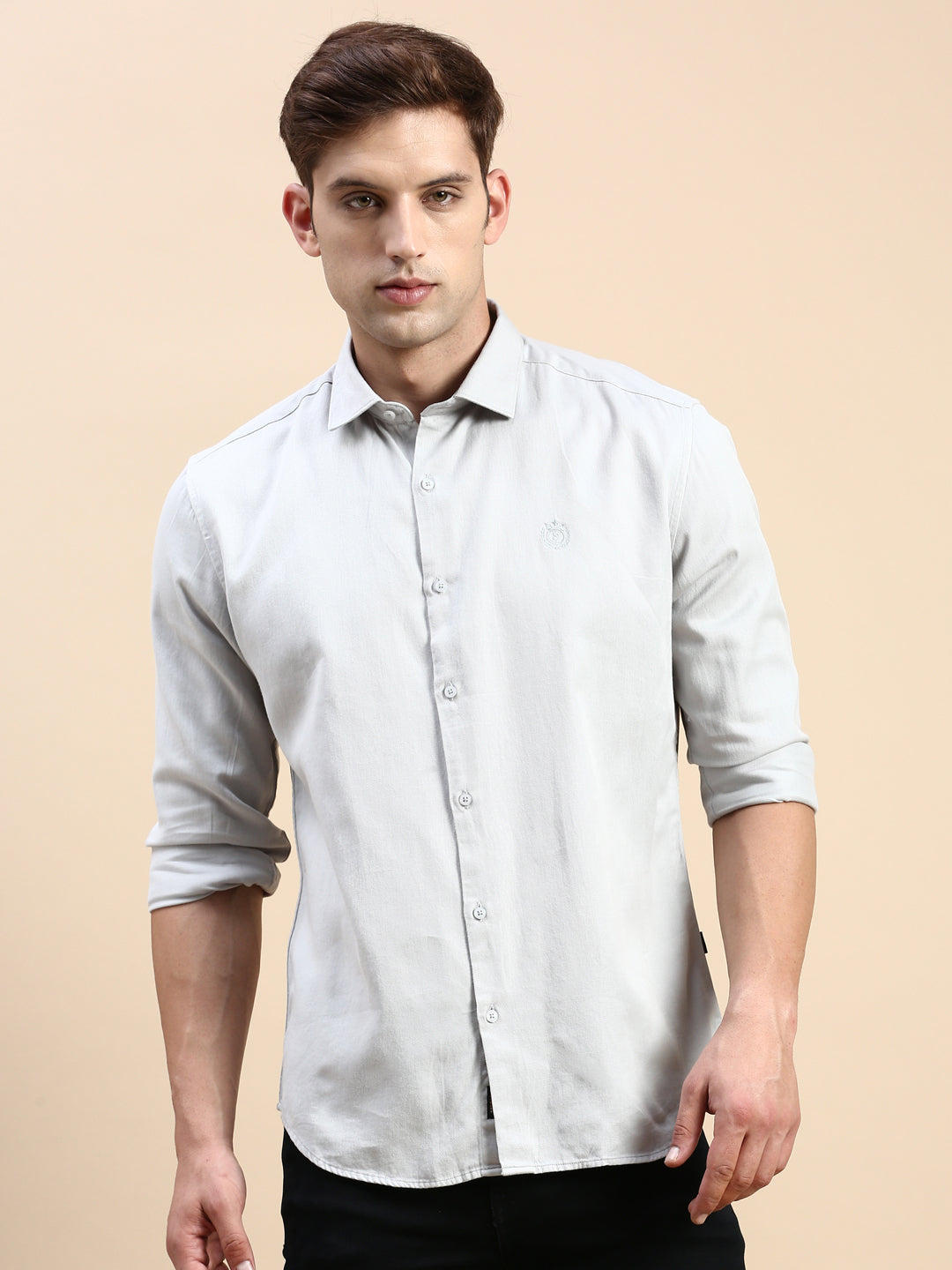 Men's Grey Solid Casual Shirt