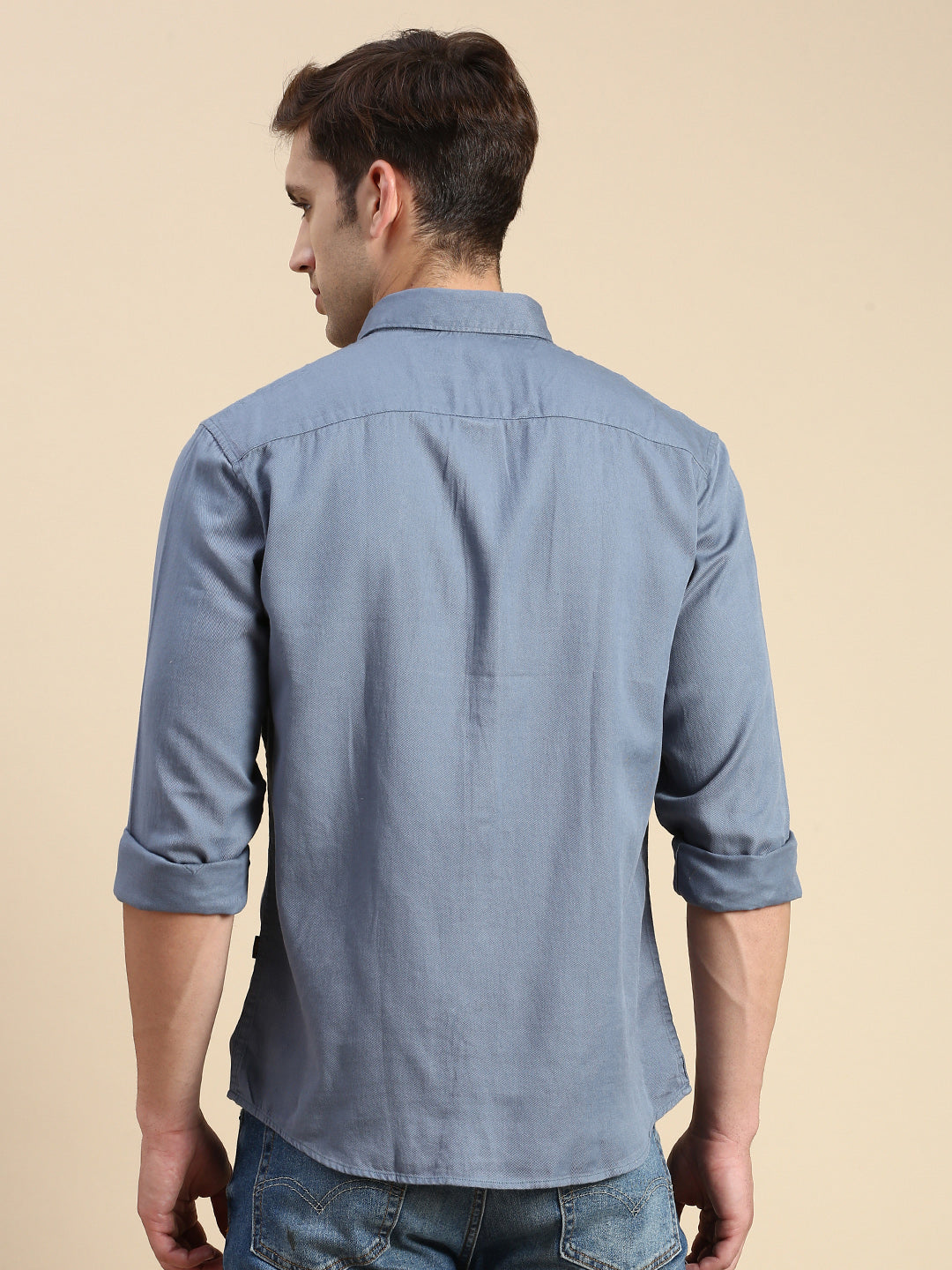 Men Teal Solid Casual Shirt