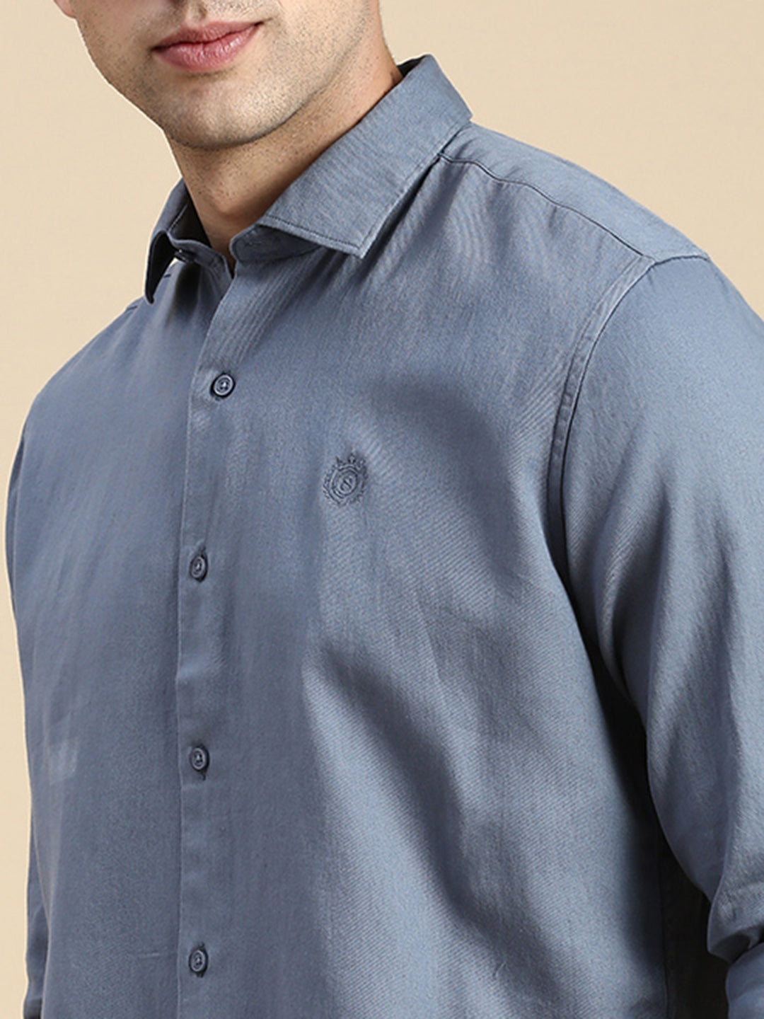 Men Teal Solid Casual Shirt