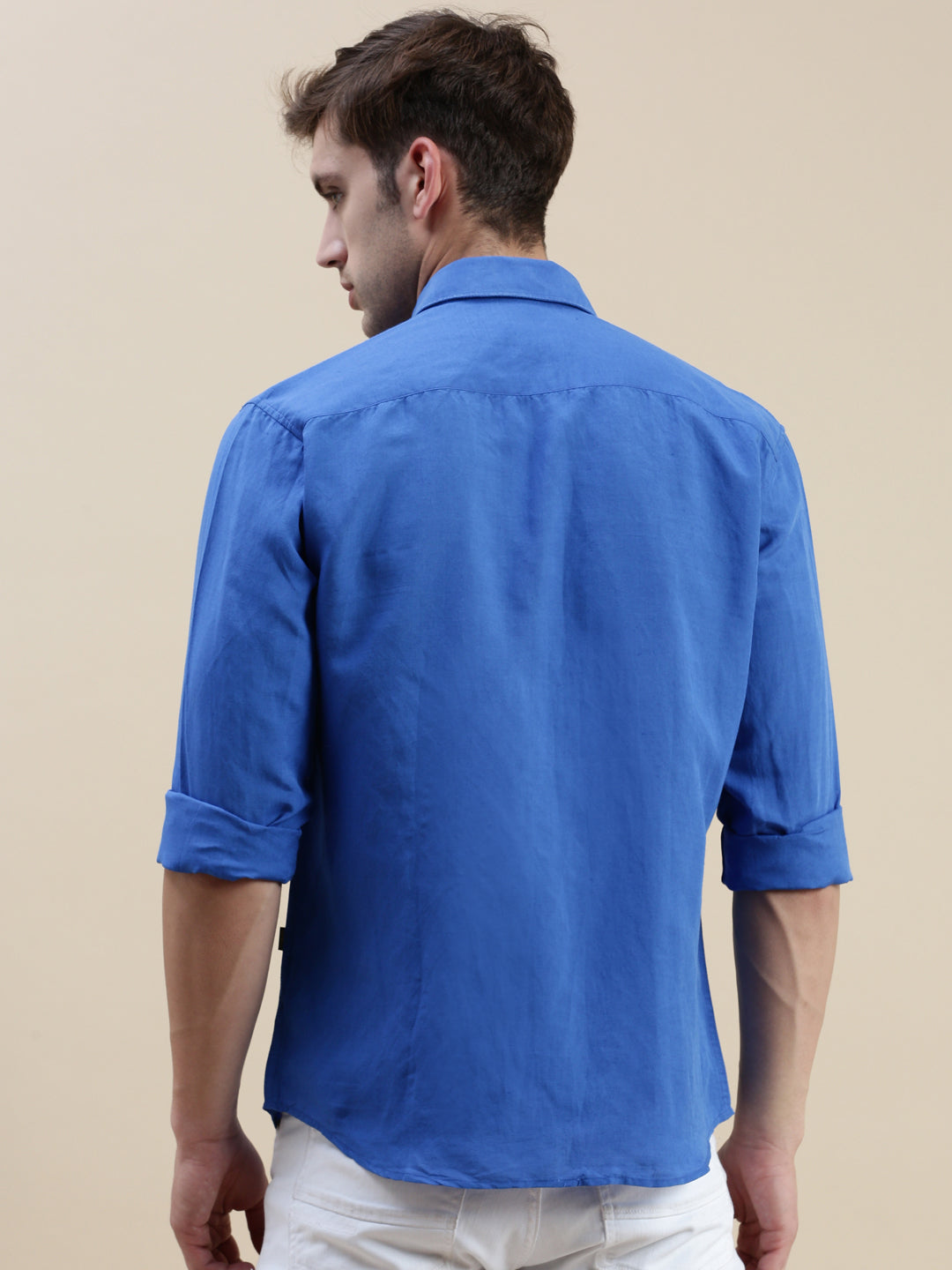 Men Blue Solid Casual Shirt