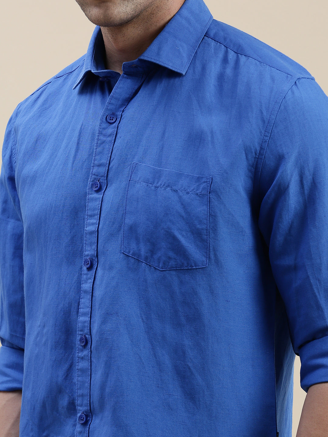 Men Blue Solid Casual Shirt