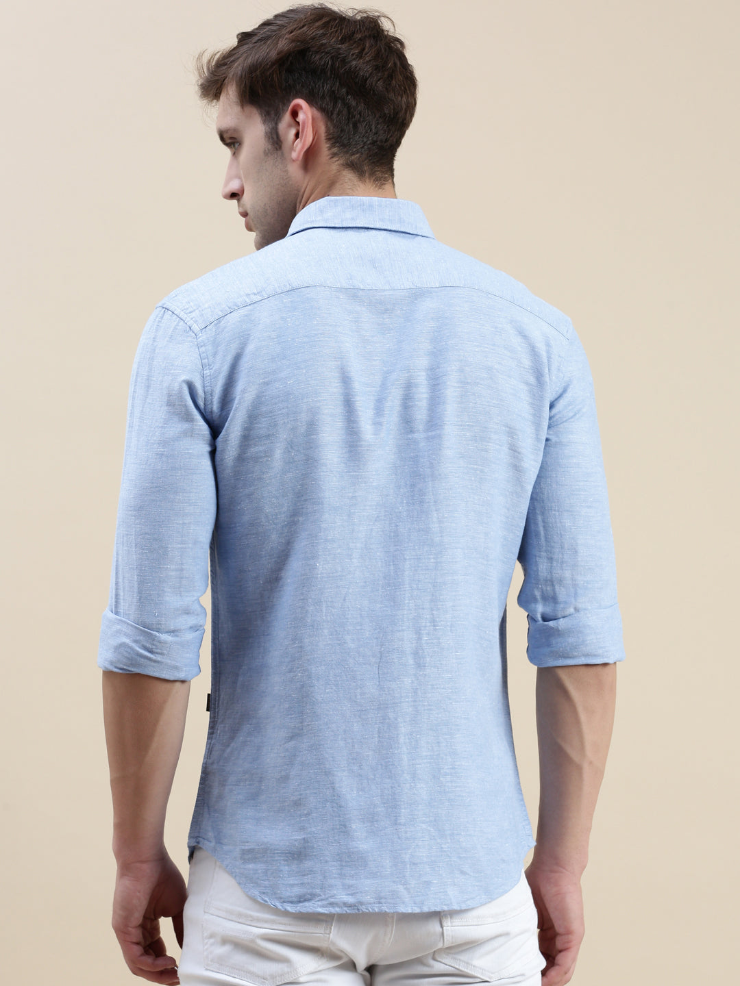 Men Blue Solid Casual Shirt