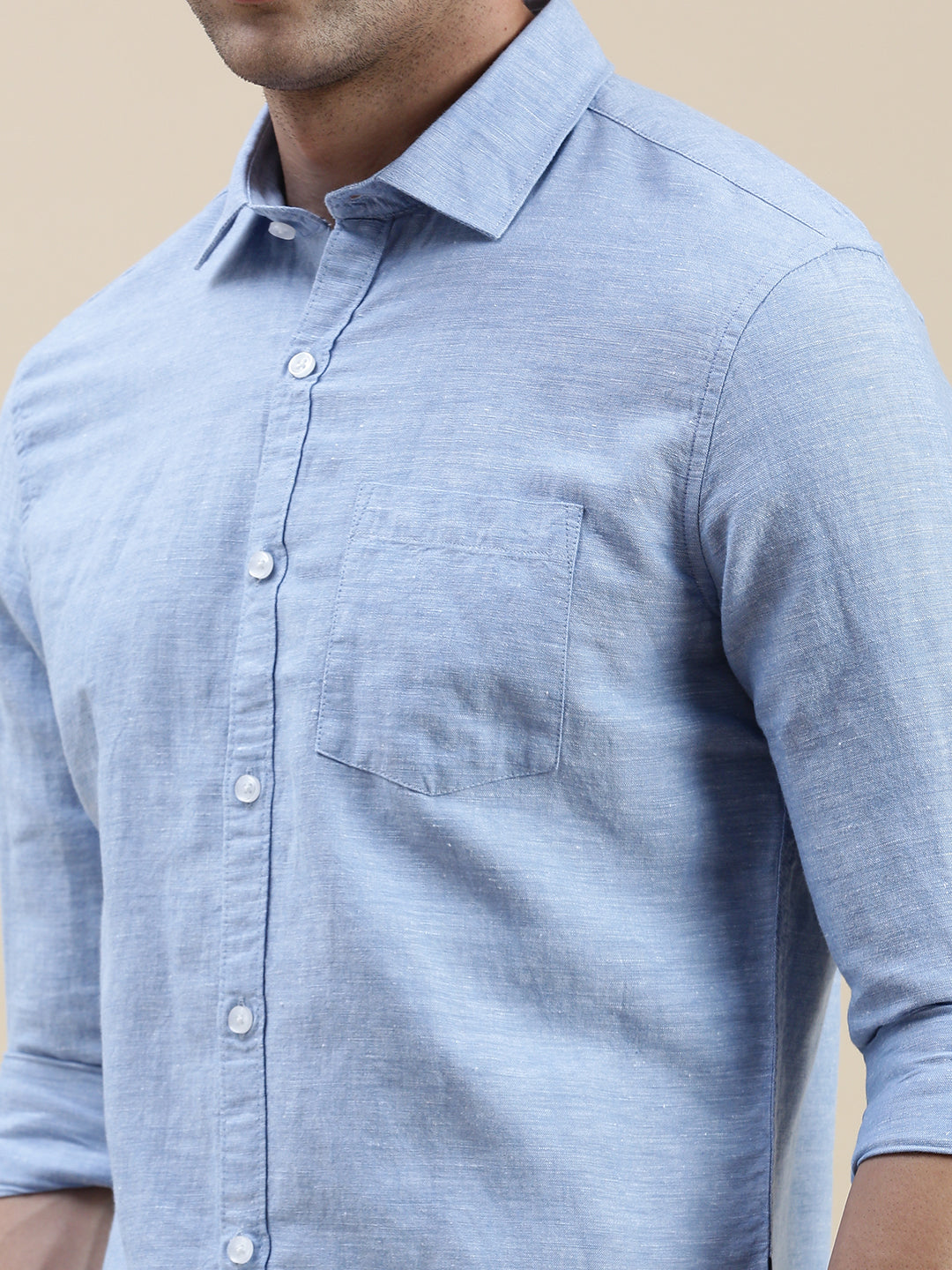 Men Blue Solid Casual Shirt