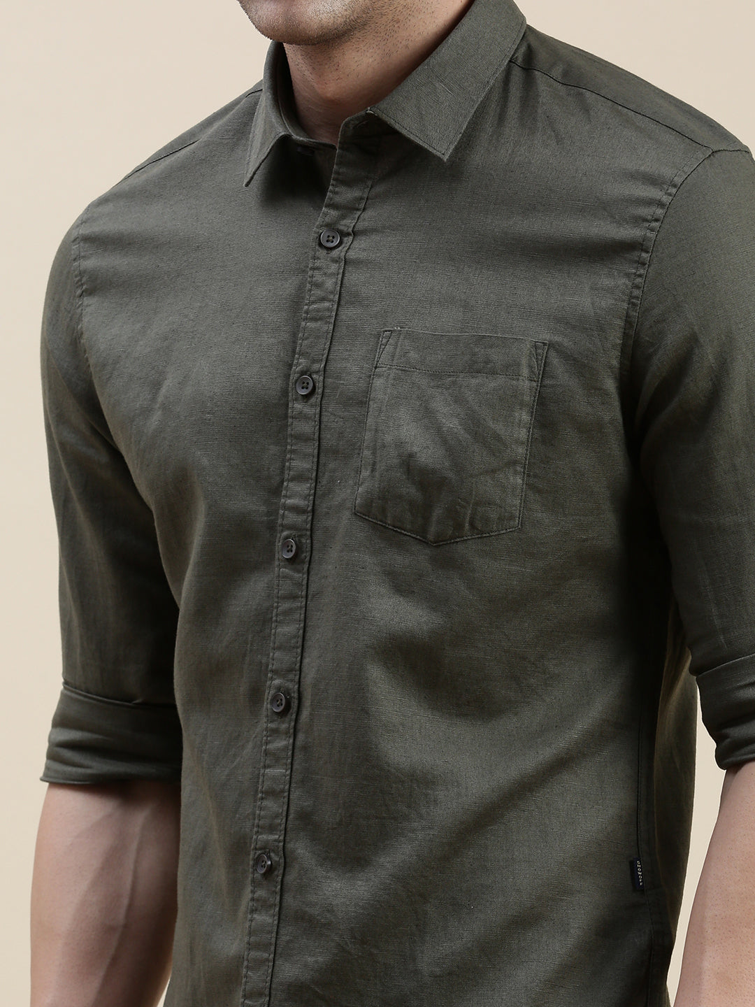 Men Green Solid Casual Shirt